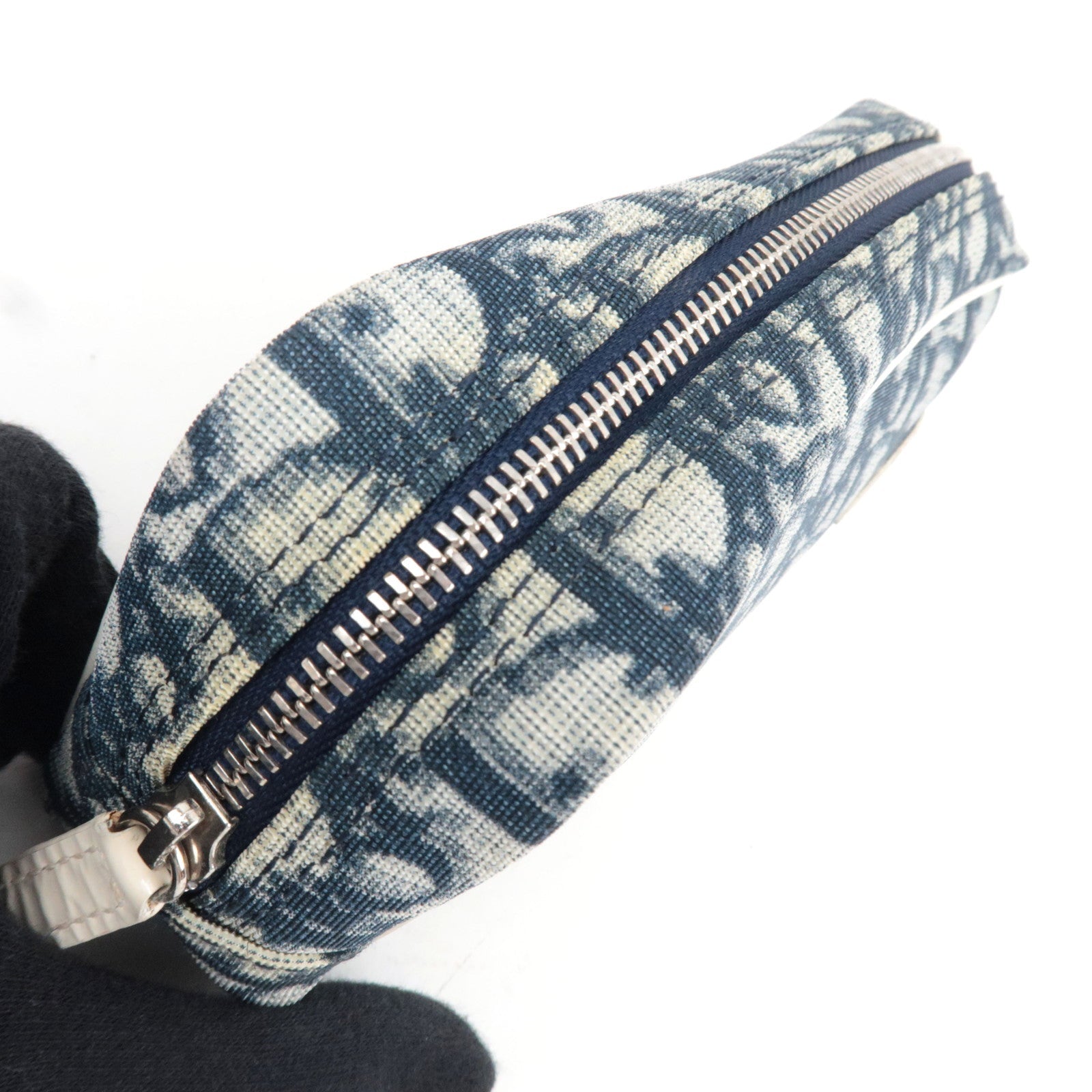 Christian Dior Trotter Cosmetic Pouch PVC Navy White