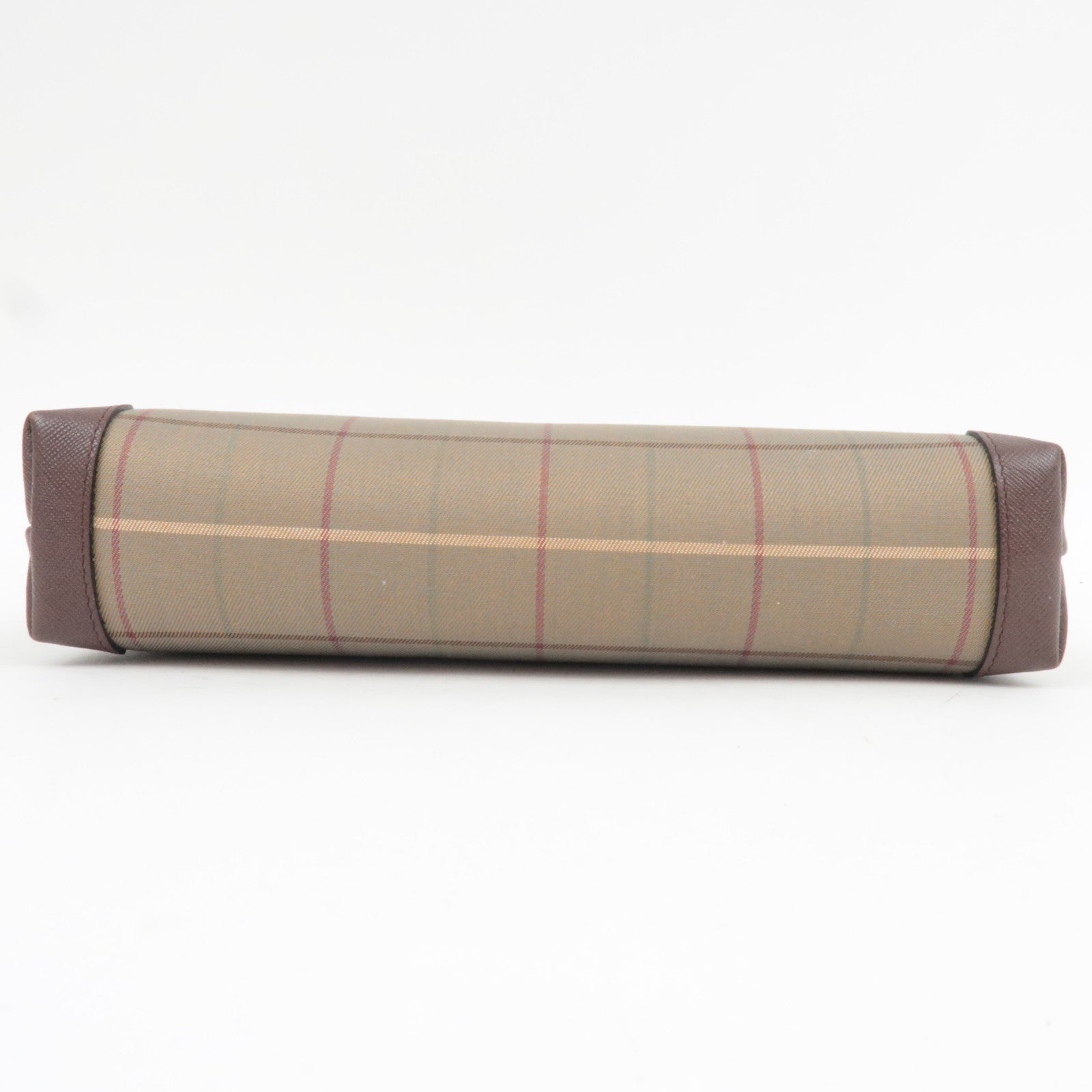 BURBERRY Burberry's Plaid Pouch Canvas Leather Khaki Brown *Box