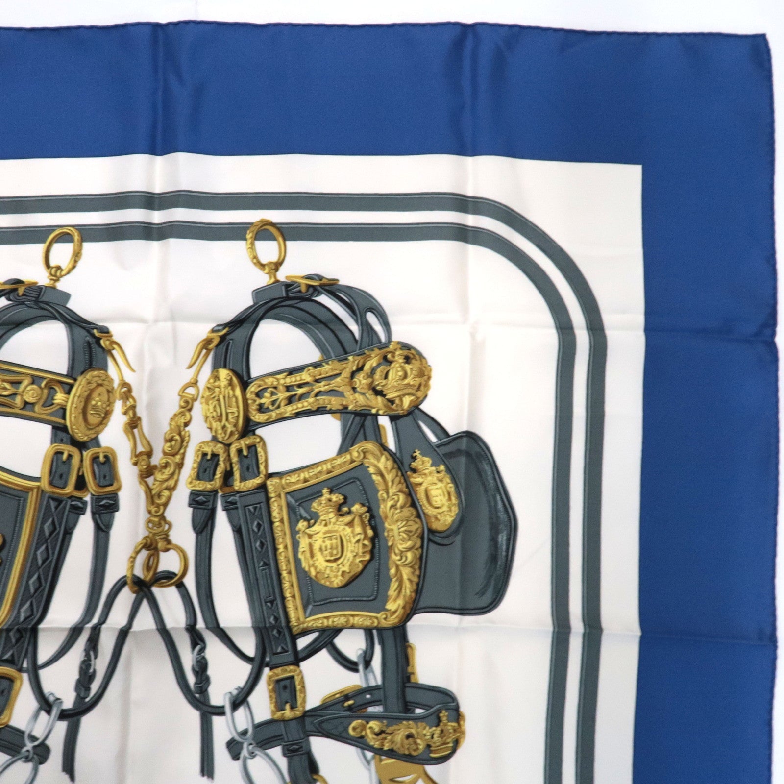 HERMES Carre 90 Scarf BRIDES de GALA 100% Silk Blue White