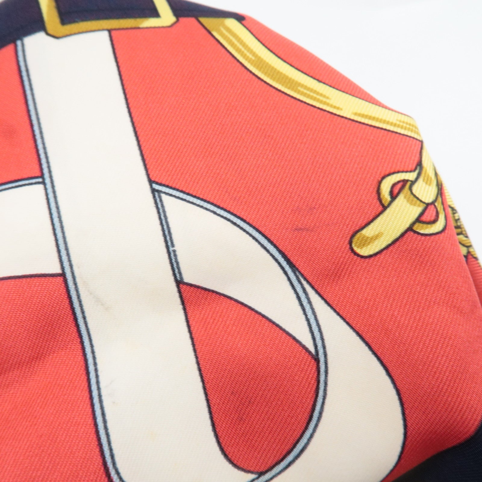 HERMES Carre 90 Scarf Eperon d'or 100% Silk *Red Navy