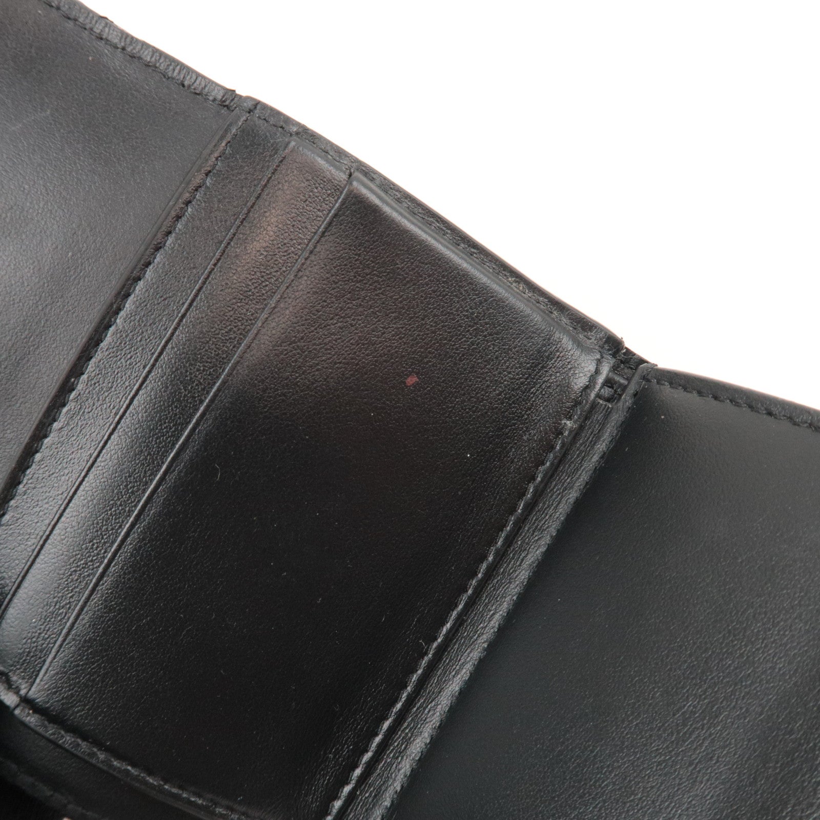 CELINE Triomphe Tri-Fold Wallet Leather Black Gold HDW *Box