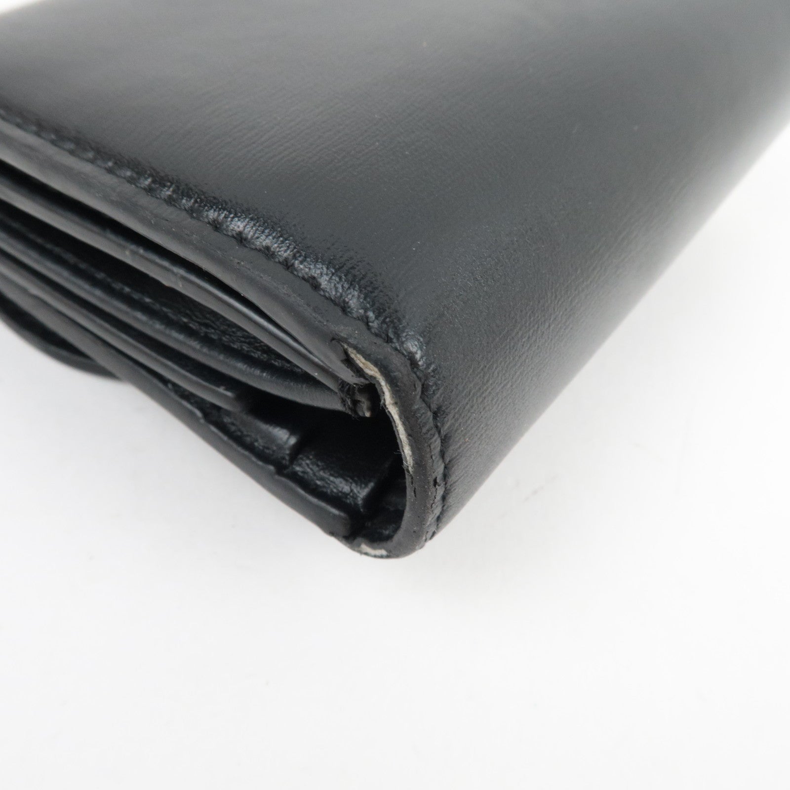 CELINE Triomphe Tri-Fold Wallet Leather Black Gold HDW *Box