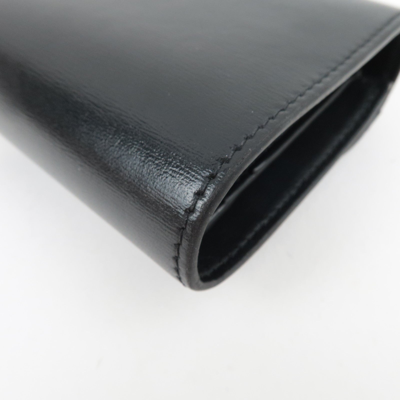 CELINE Triomphe Tri-Fold Wallet Leather Black Gold HDW *Box