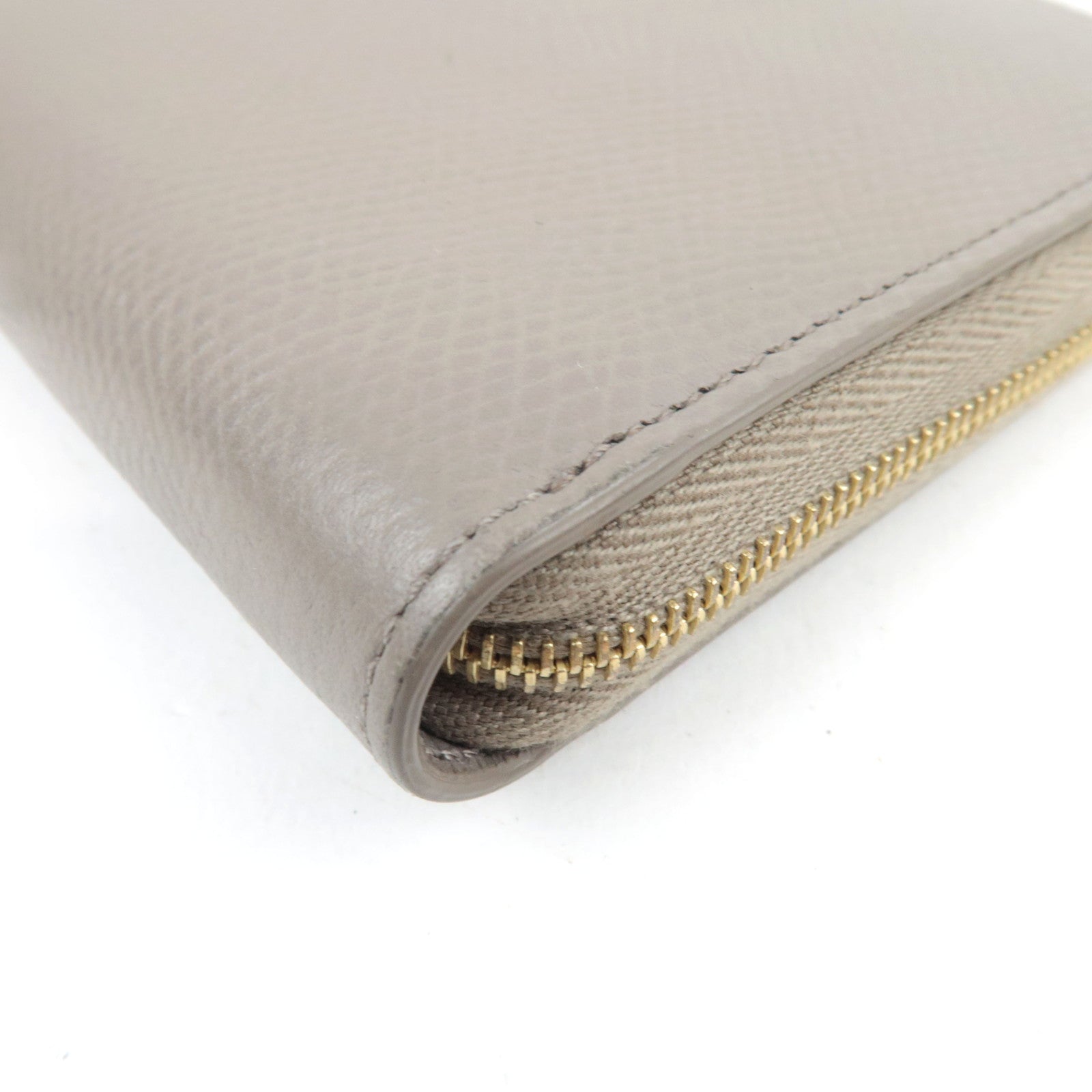 CELINE Round Zipper Long Wallet Leather Greige *Box, Dust bag