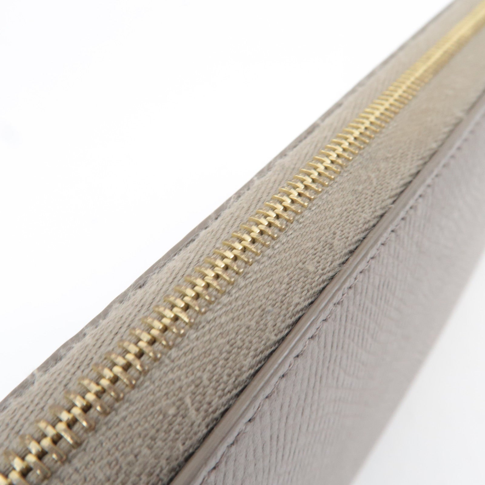 CELINE Round Zipper Long Wallet Leather Greige *Box, Dust bag