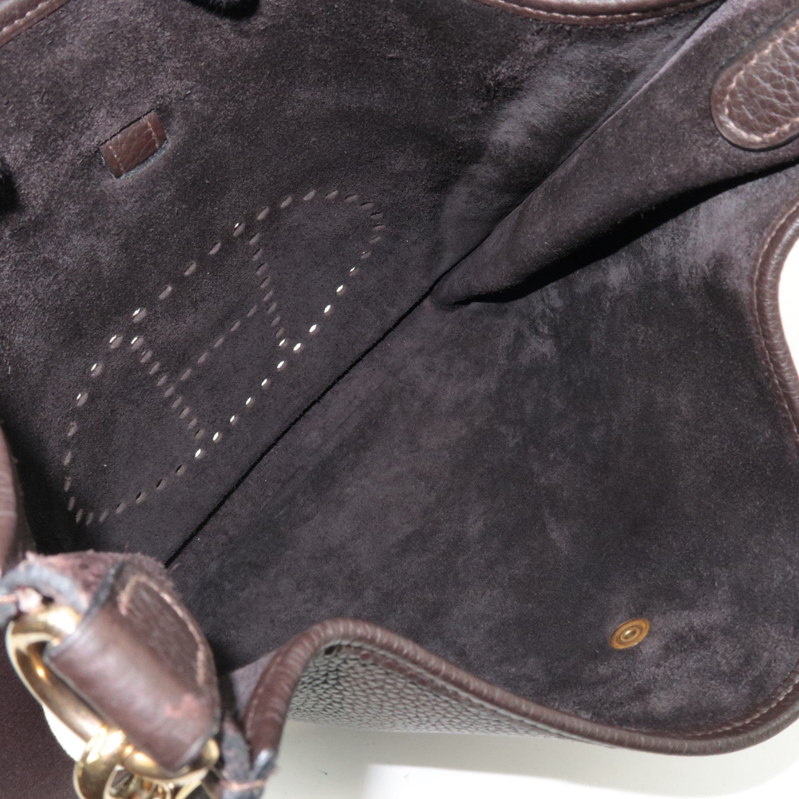 HERMES Evelyne 1GM Shoulder Bag □H Stamp (2004) Taurillon Clemence Brown Gold HDW