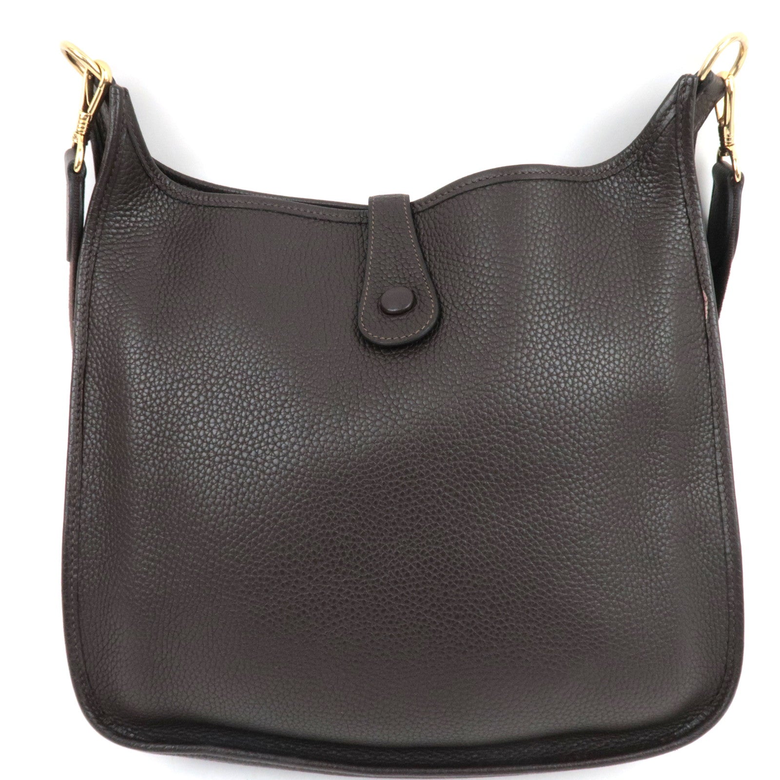 HERMES Evelyne 1GM Shoulder Bag □H Stamp (2004) Taurillon Clemence Brown Gold HDW