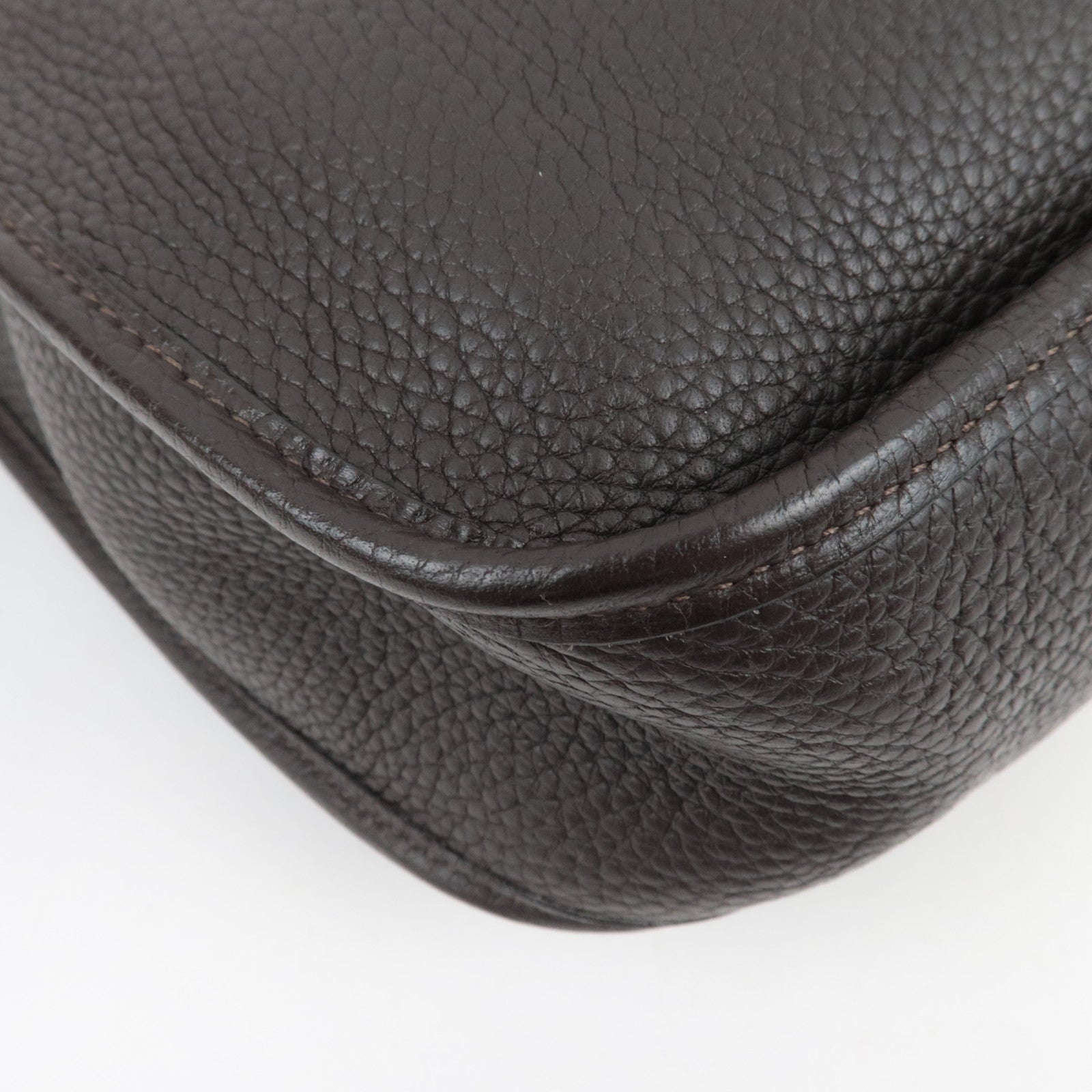 HERMES Evelyne 1GM Shoulder Bag □H Stamp (2004) Taurillon Clemence Brown Gold HDW