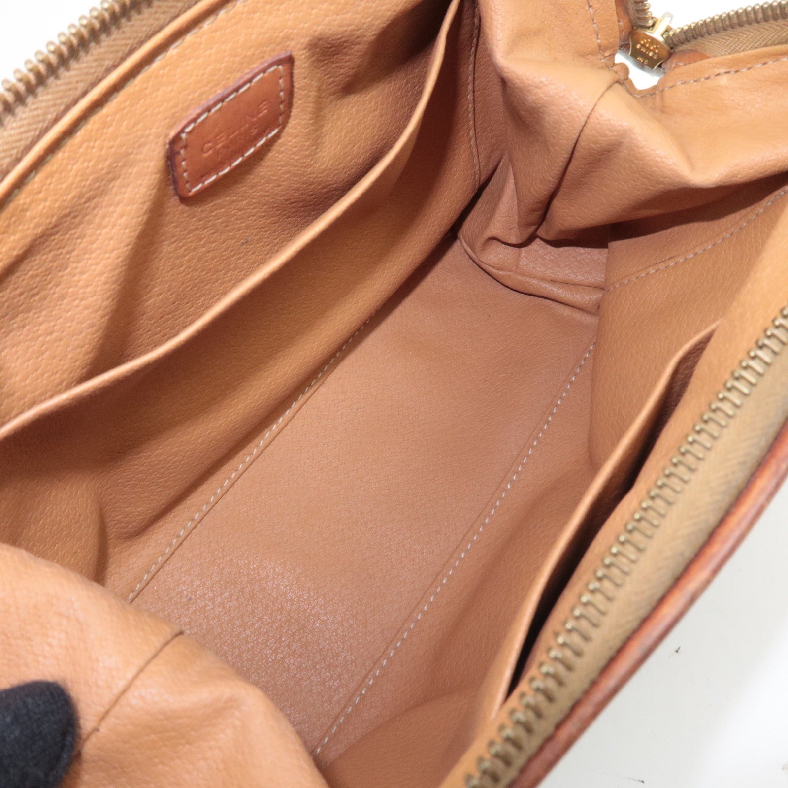 CELINE Macadam Cosmetic Pouch PVC Leather Brown