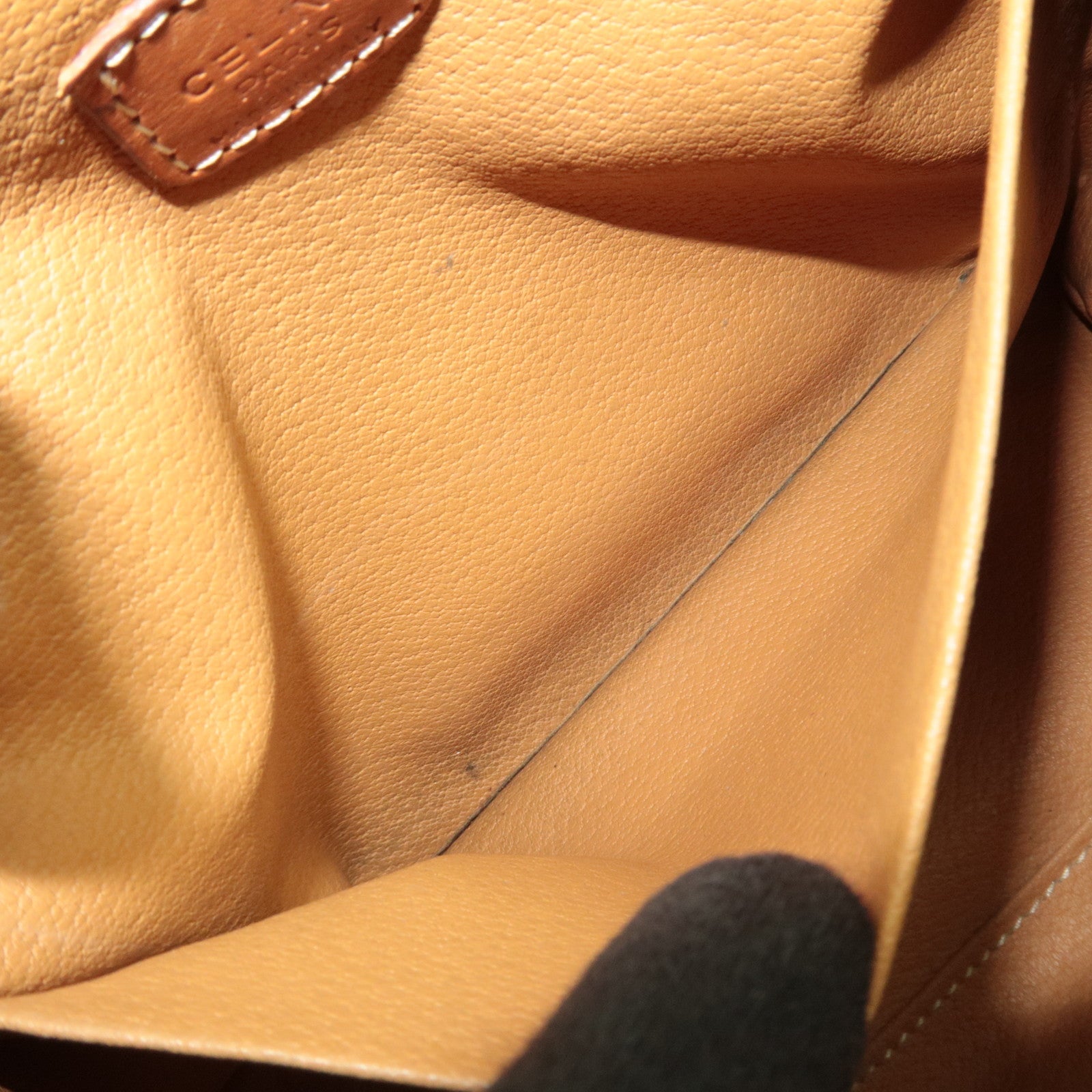 CELINE Macadam Cosmetic Pouch PVC Leather Brown