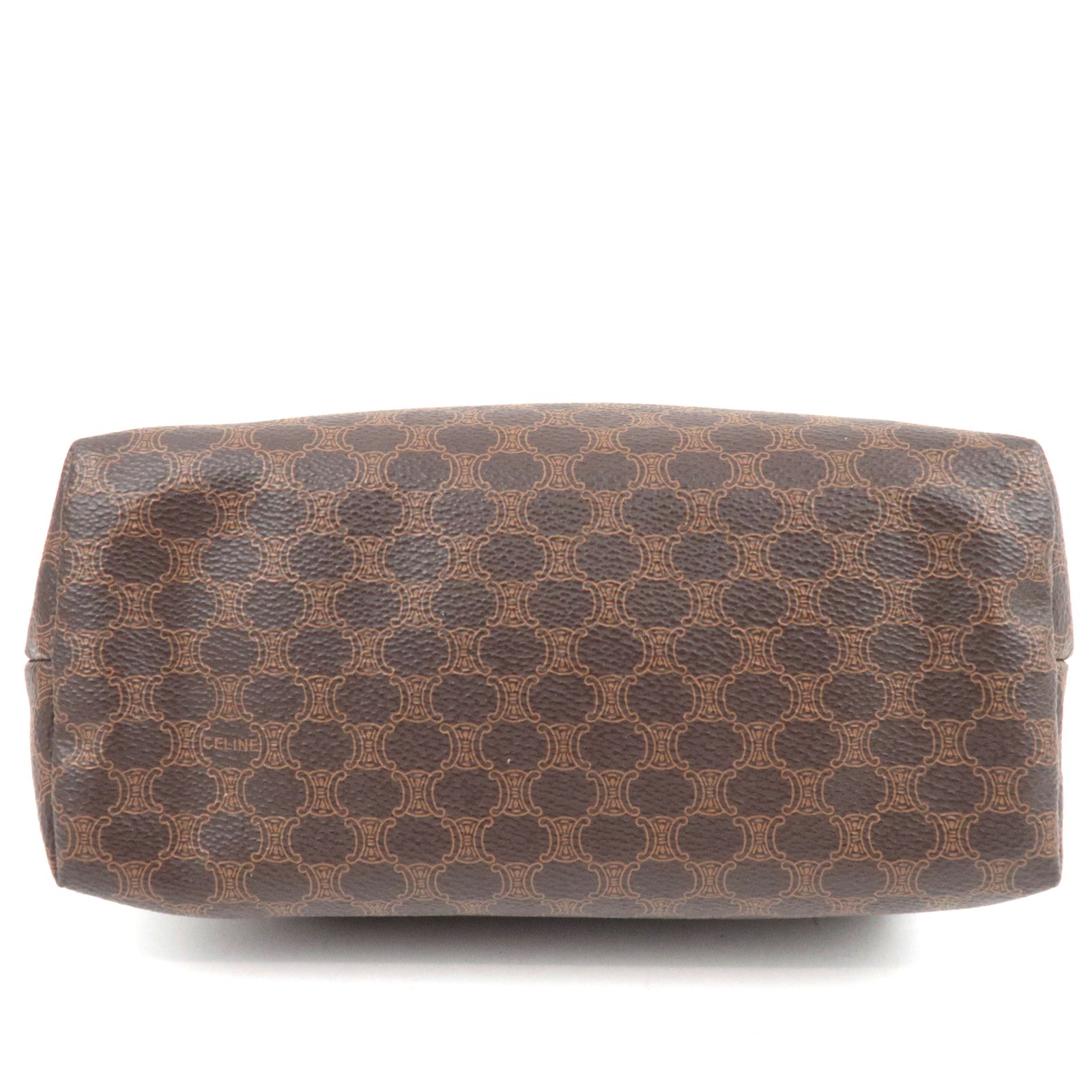 CELINE Macadam Cosmetic Pouch PVC Leather Brown