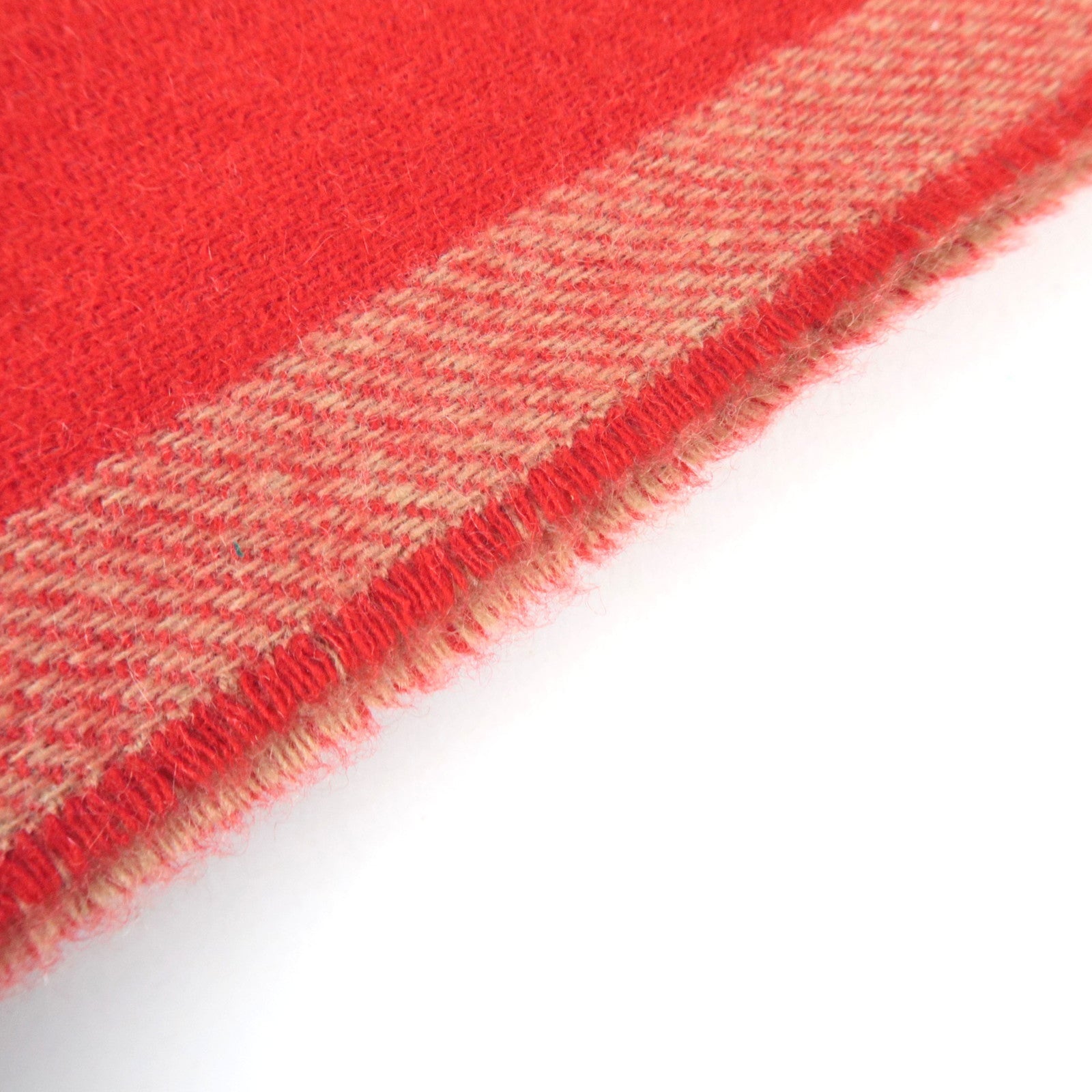 BURBERRY Stripe Reversible Scarf 100% Cashmere Red Beige