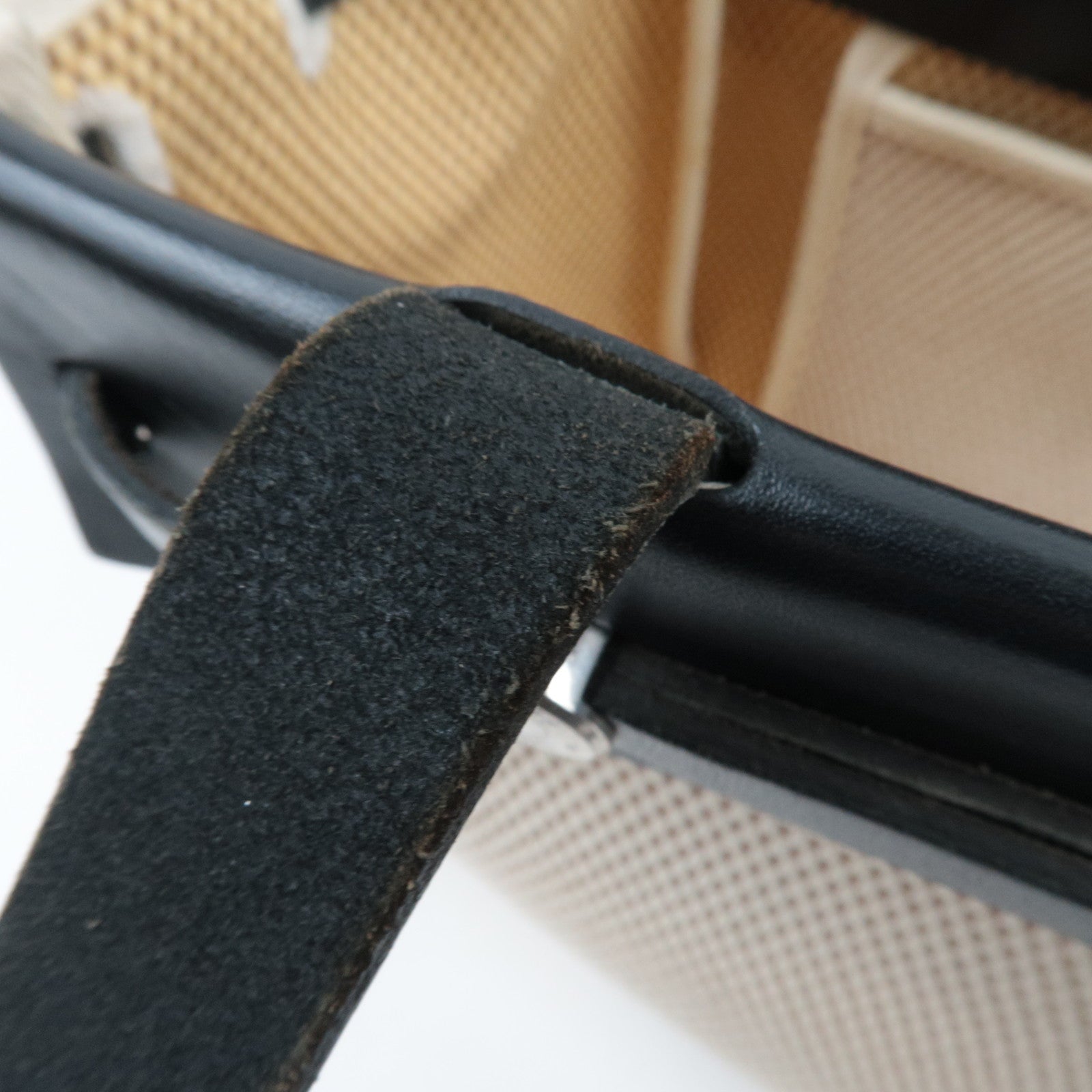 HERMES Her Bag Cabas PM □H Stamp (2004) Canvas Leather Beige Black *Spare bag