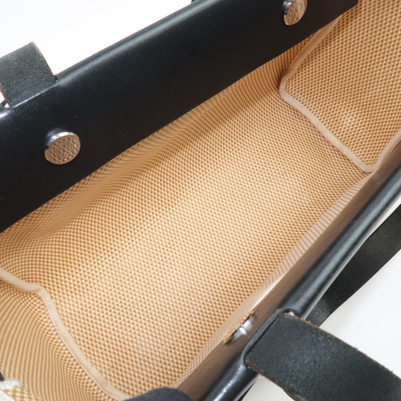 HERMES Her Bag Cabas PM □H Stamp (2004) Canvas Leather Beige Black *Spare bag