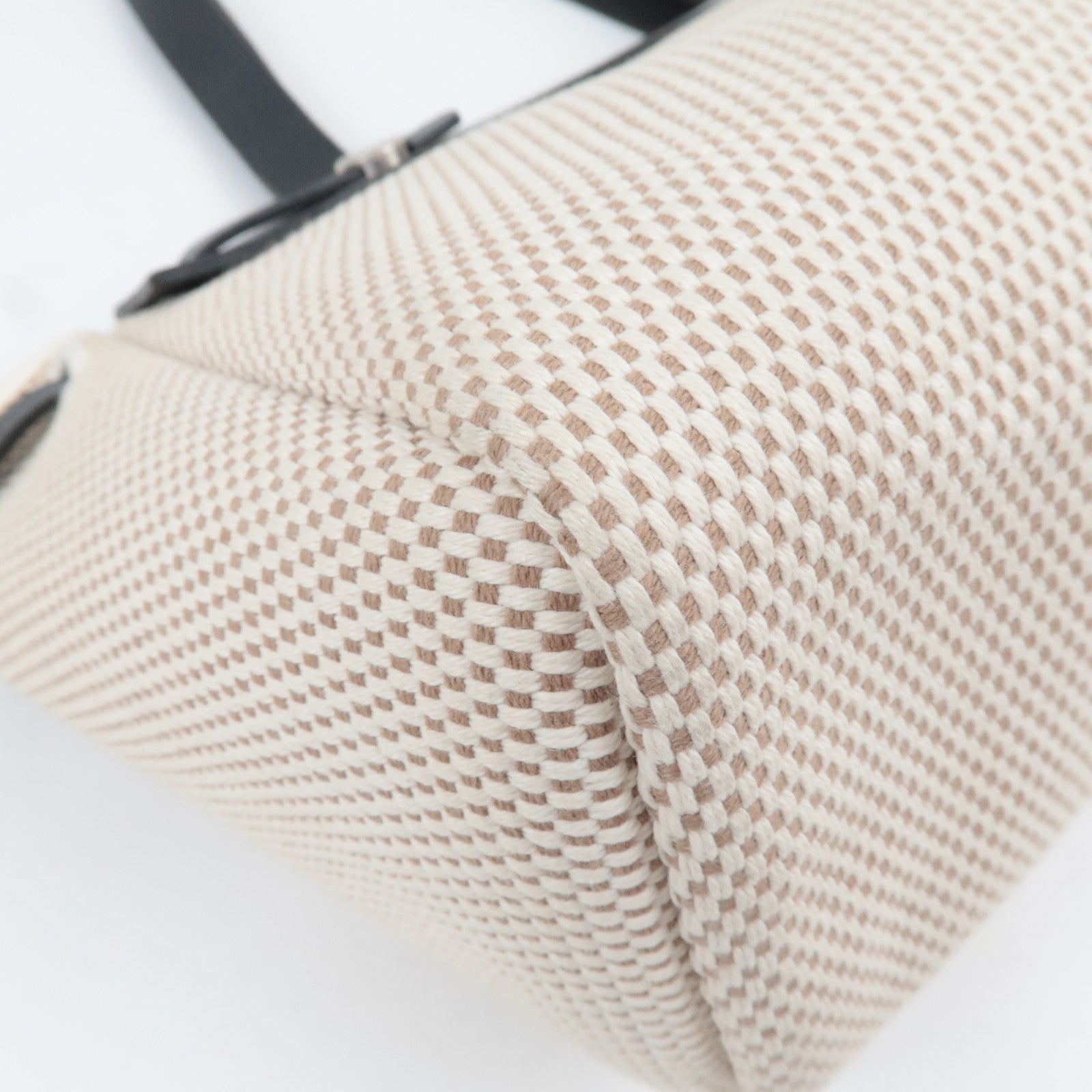 HERMES Her Bag Cabas PM □H Stamp (2004) Canvas Leather Beige Black *Spare bag