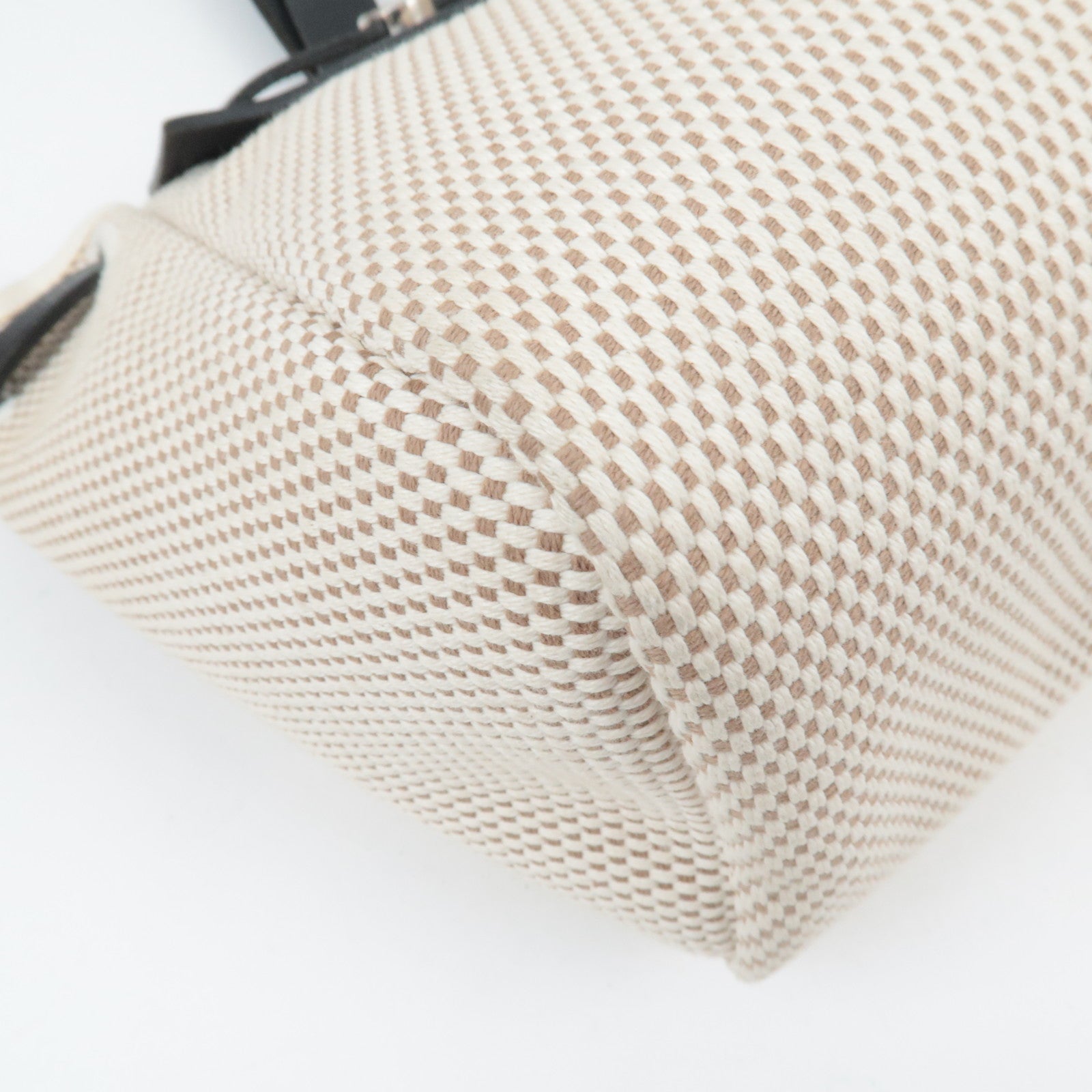 HERMES Her Bag Cabas PM □H Stamp (2004) Canvas Leather Beige Black *Spare bag