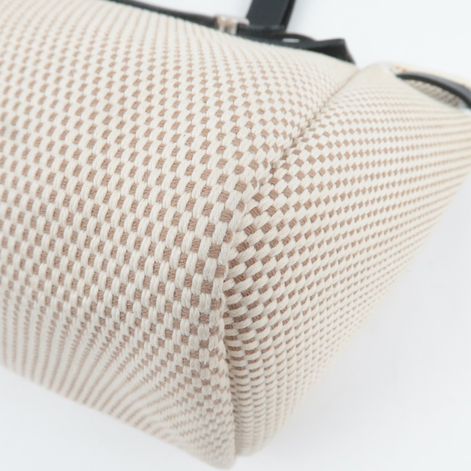 HERMES Her Bag Cabas PM □H Stamp (2004) Canvas Leather Beige Black *Spare bag