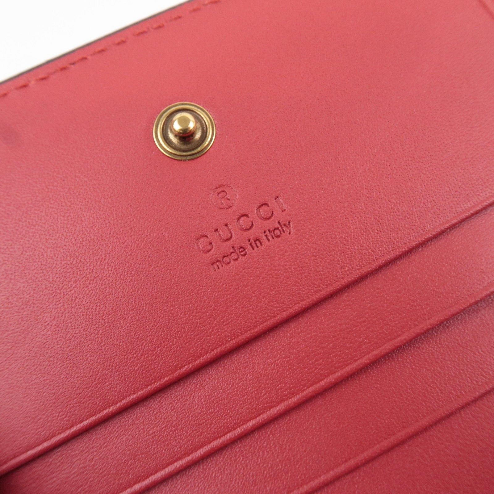 GUCCI GG Supreme Cherry Bifold Wallet Beige Red 476050 *Box, Dust bag