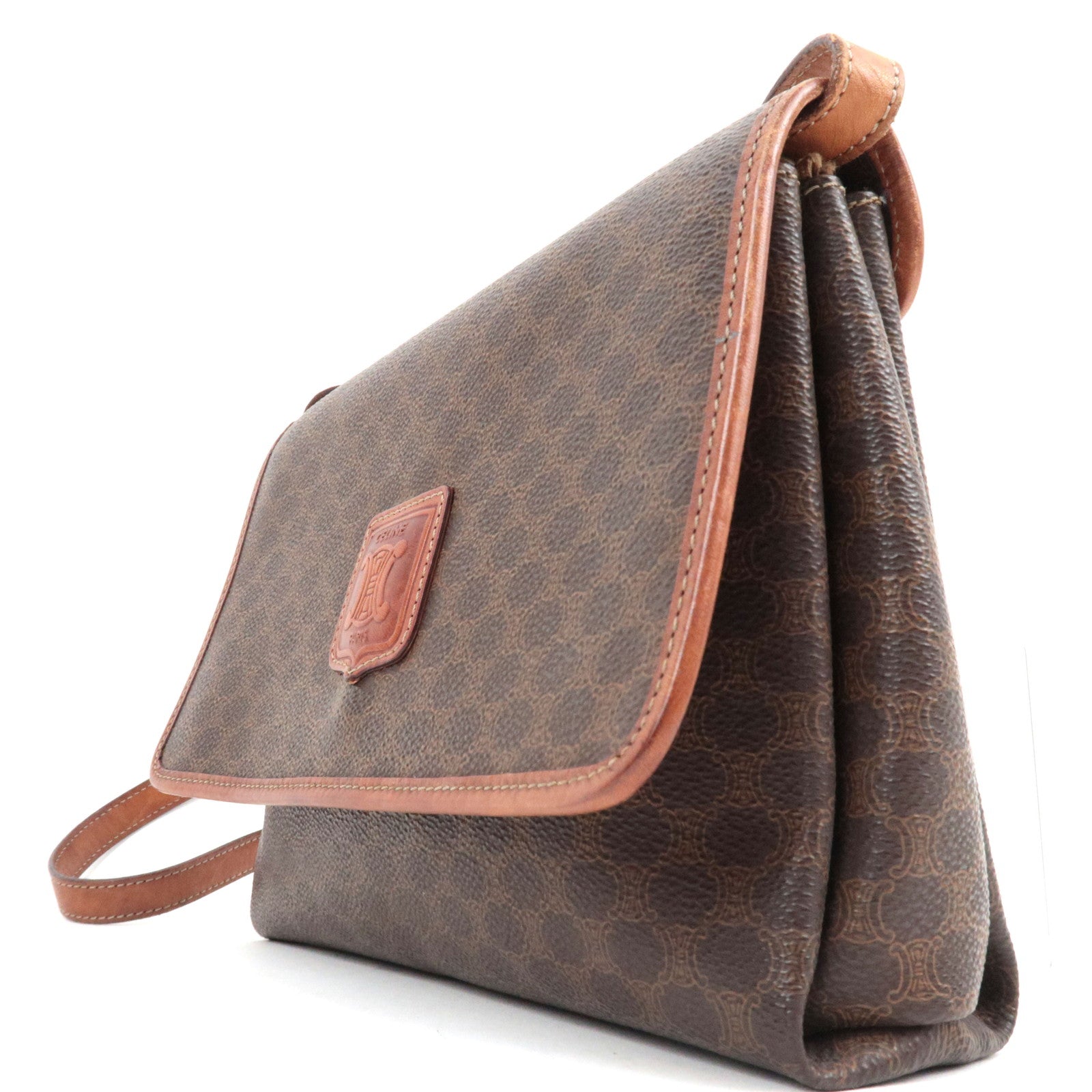 CELINE Macadam Shoulder Bag PVC Leather Brown