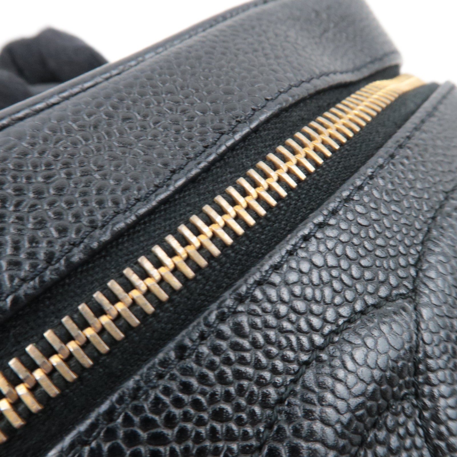 CHANEL Coco Mark Vanity Bag Caviarskin Black Gold HDW A01998 5997207