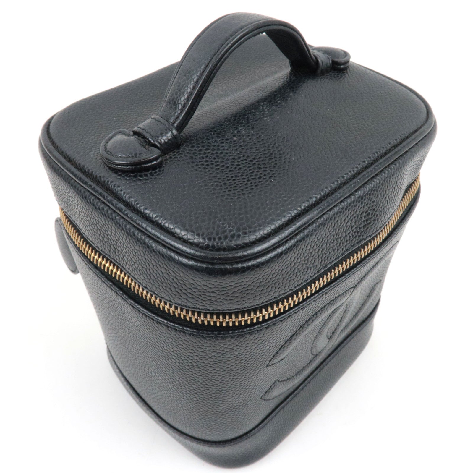 CHANEL Coco Mark Vanity Bag Caviarskin Black Gold HDW A01998 5997207