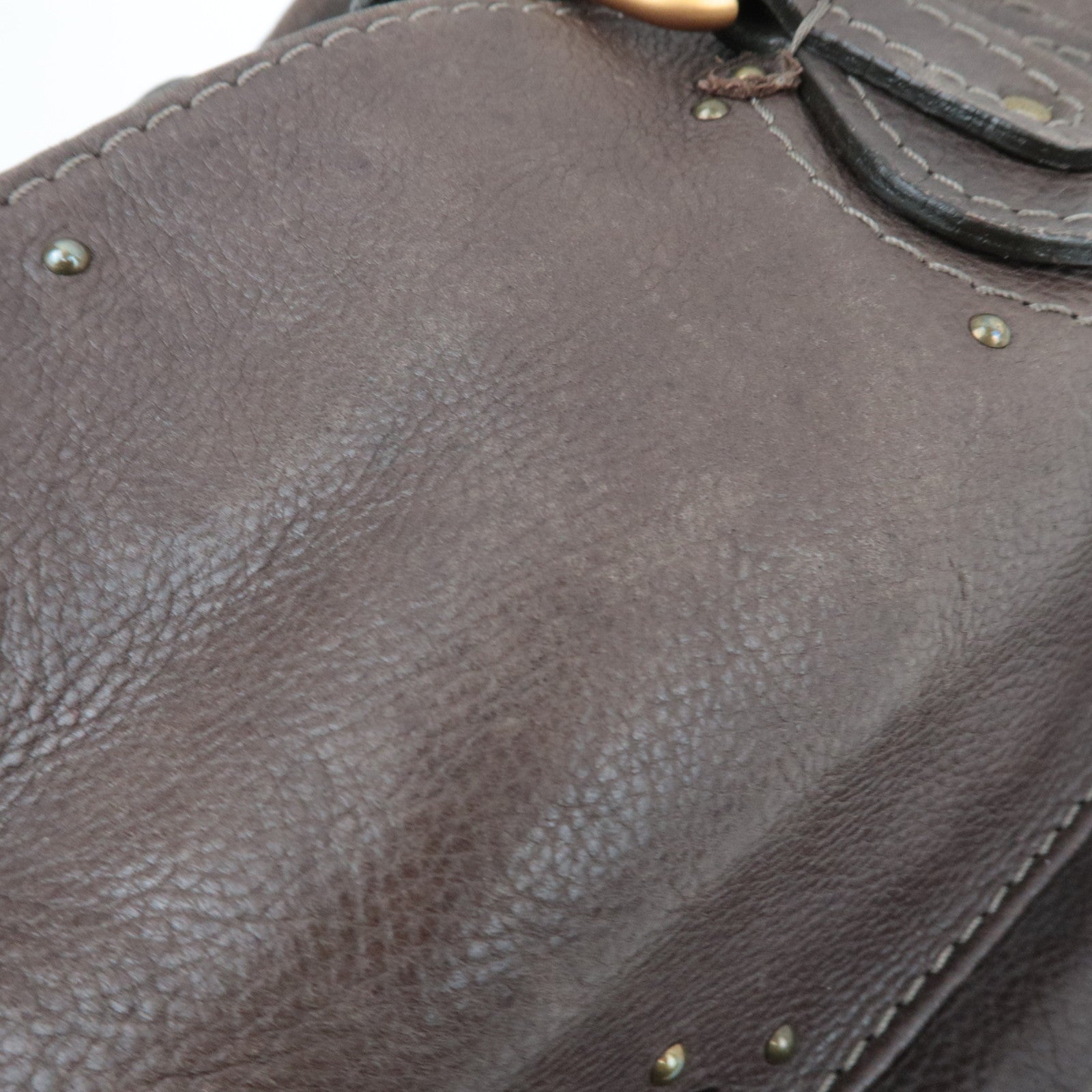 Chloe Paddington Large Double Zipper Bowling Handbag Leather Brown *Key Lock