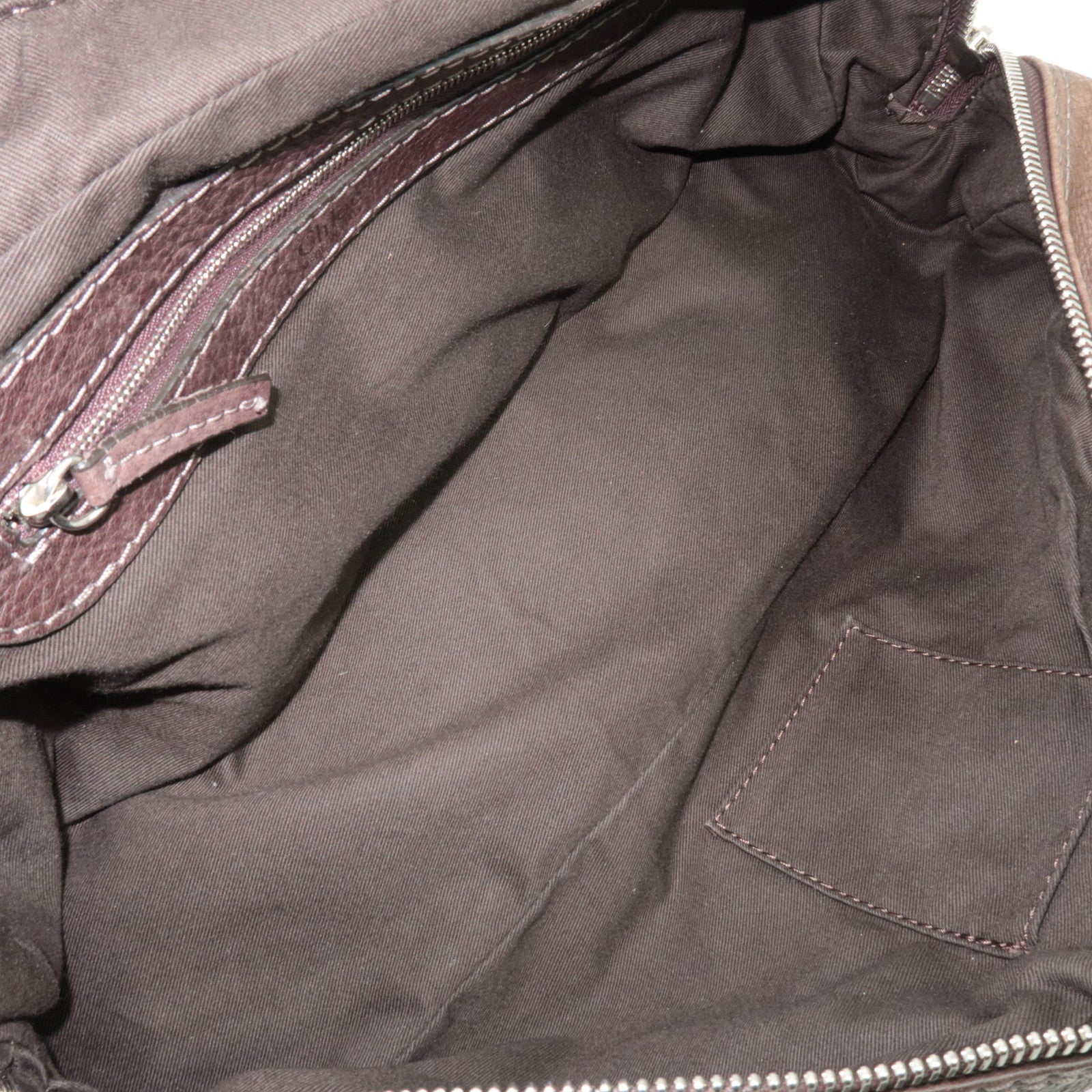 Chloe Paddington Large Double Zipper Bowling Handbag Leather Brown *Key Lock