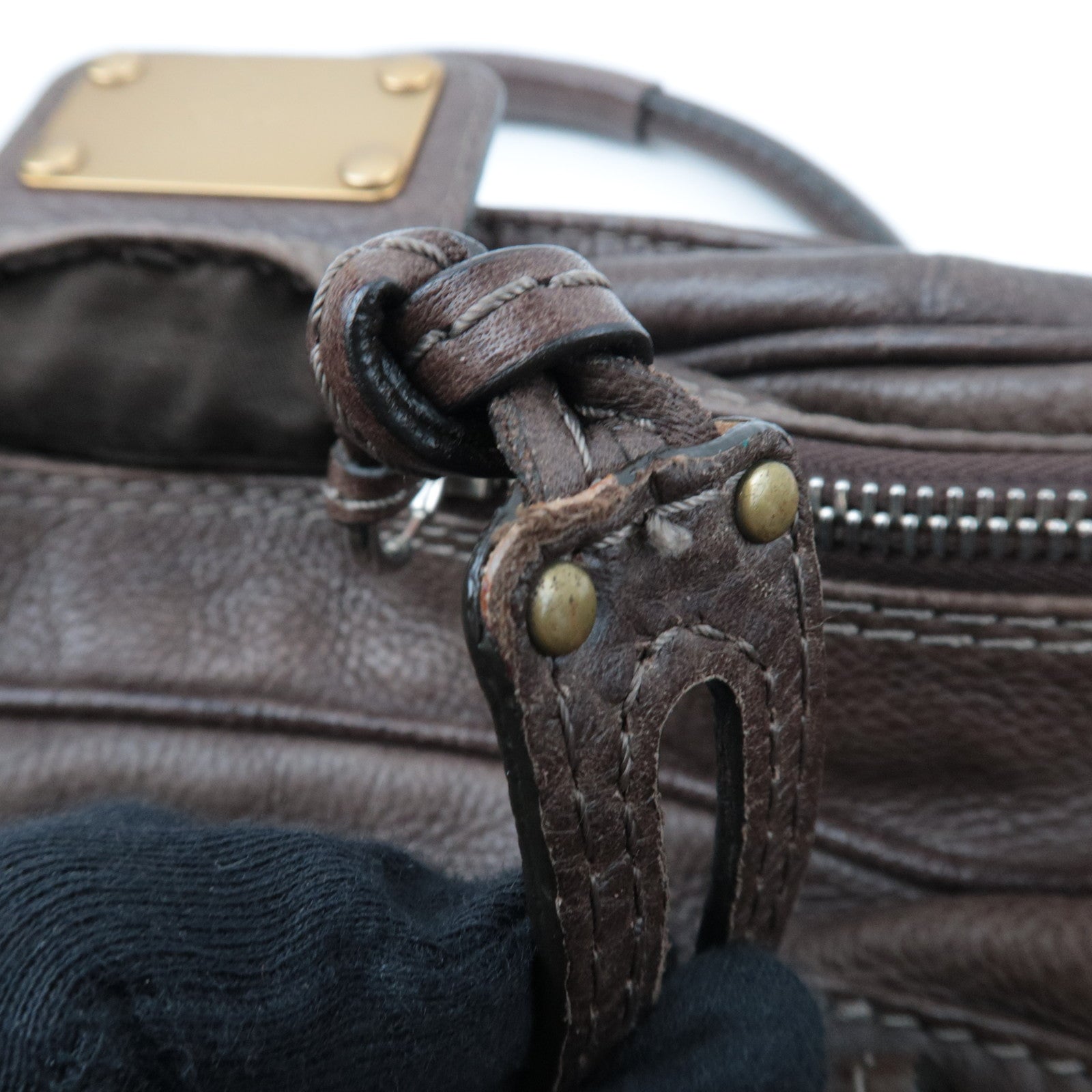 Chloe Paddington Large Double Zipper Bowling Handbag Leather Brown *Key Lock