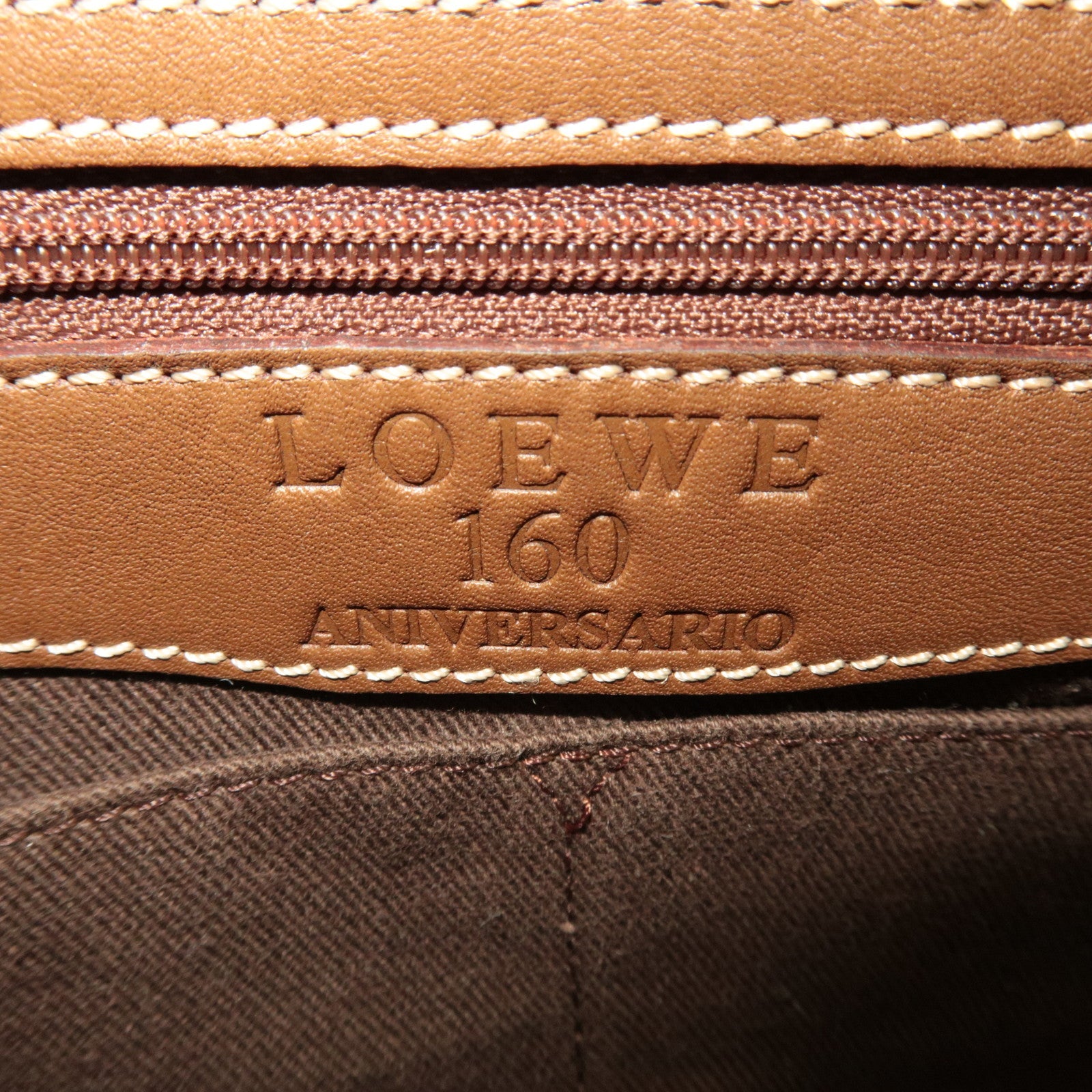 LOEWE 160th Anniversary Pins Bag Suede Leather Brown Beige