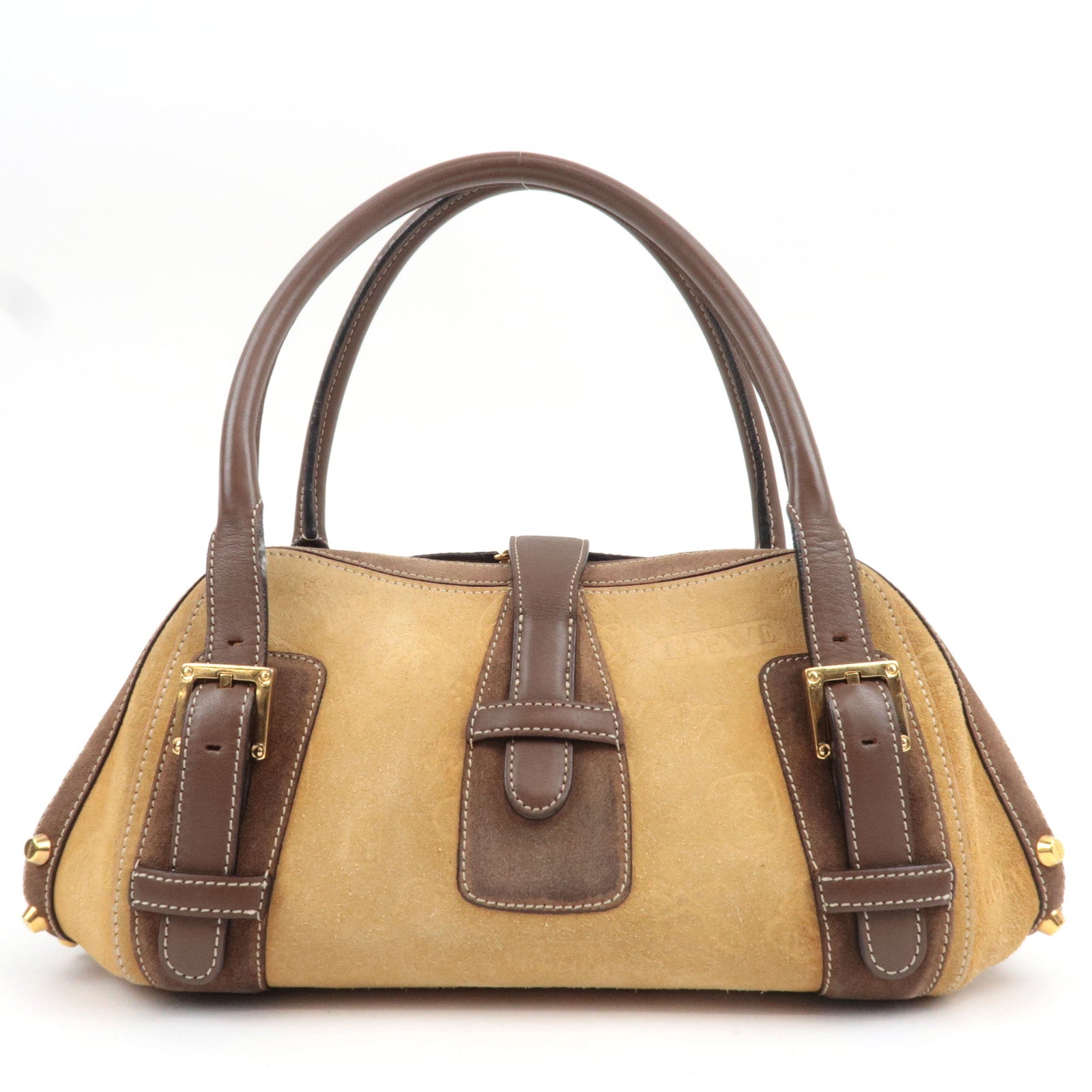 LOEWE 160th Anniversary Pins Bag Suede Leather Brown Beige