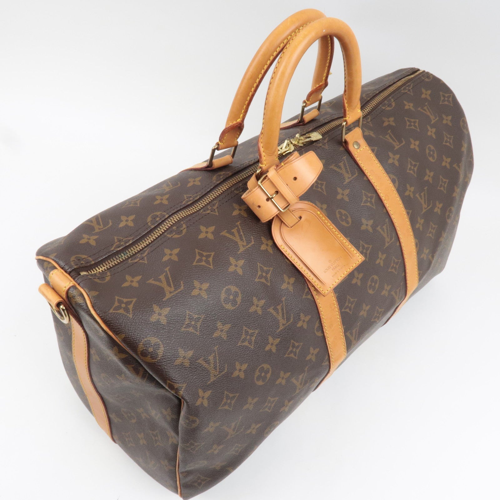 Louis Vuitton Monogram Keepall Bandouliere 50 Travel Bag M41416 VI0935 *Name tag, Poignet