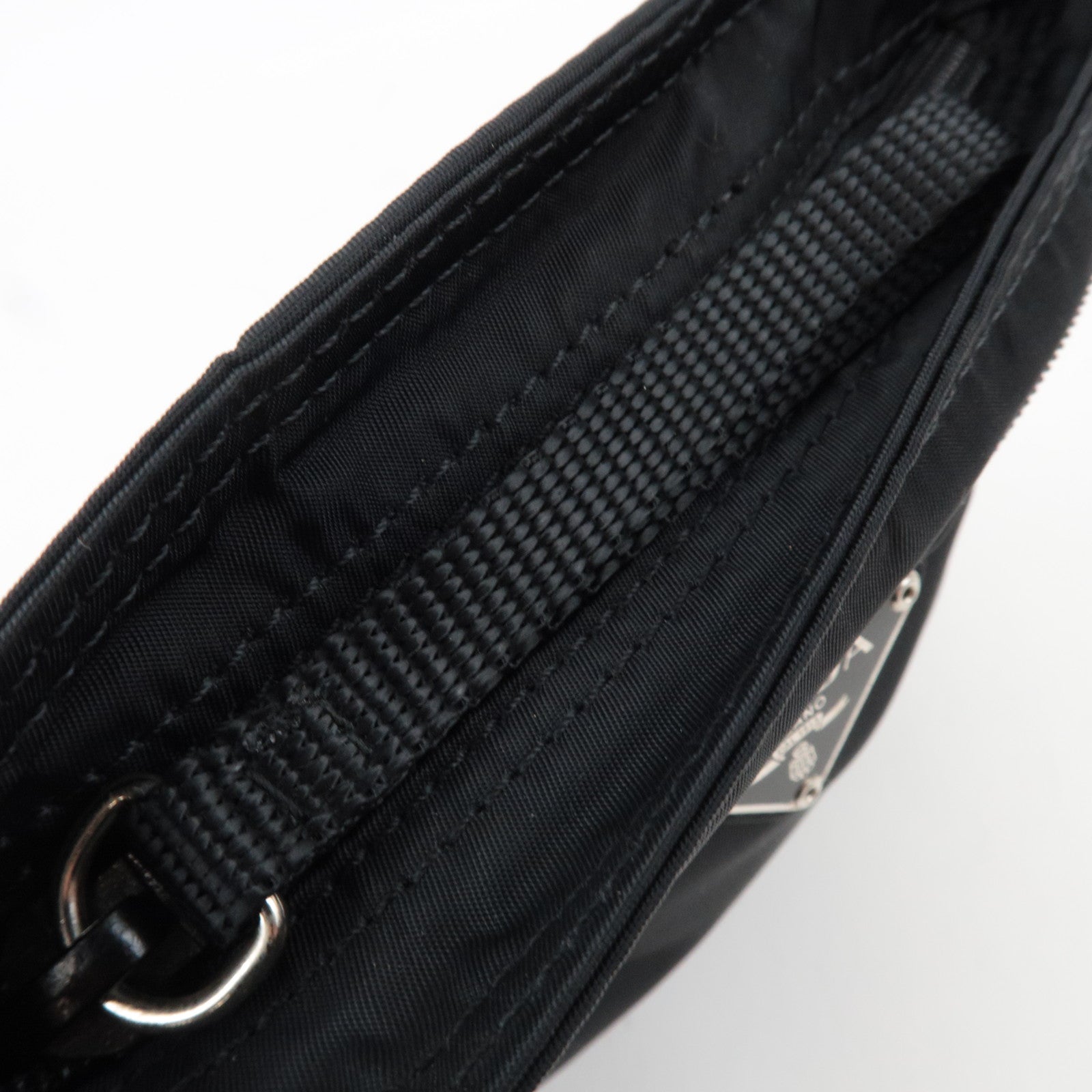 PRADA Logo Shoulder Bag Nylon Black B7372 *G card