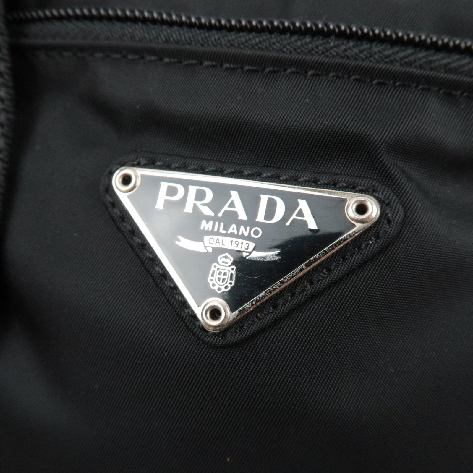 PRADA Logo Shoulder Bag Nylon Black B7372 *G card