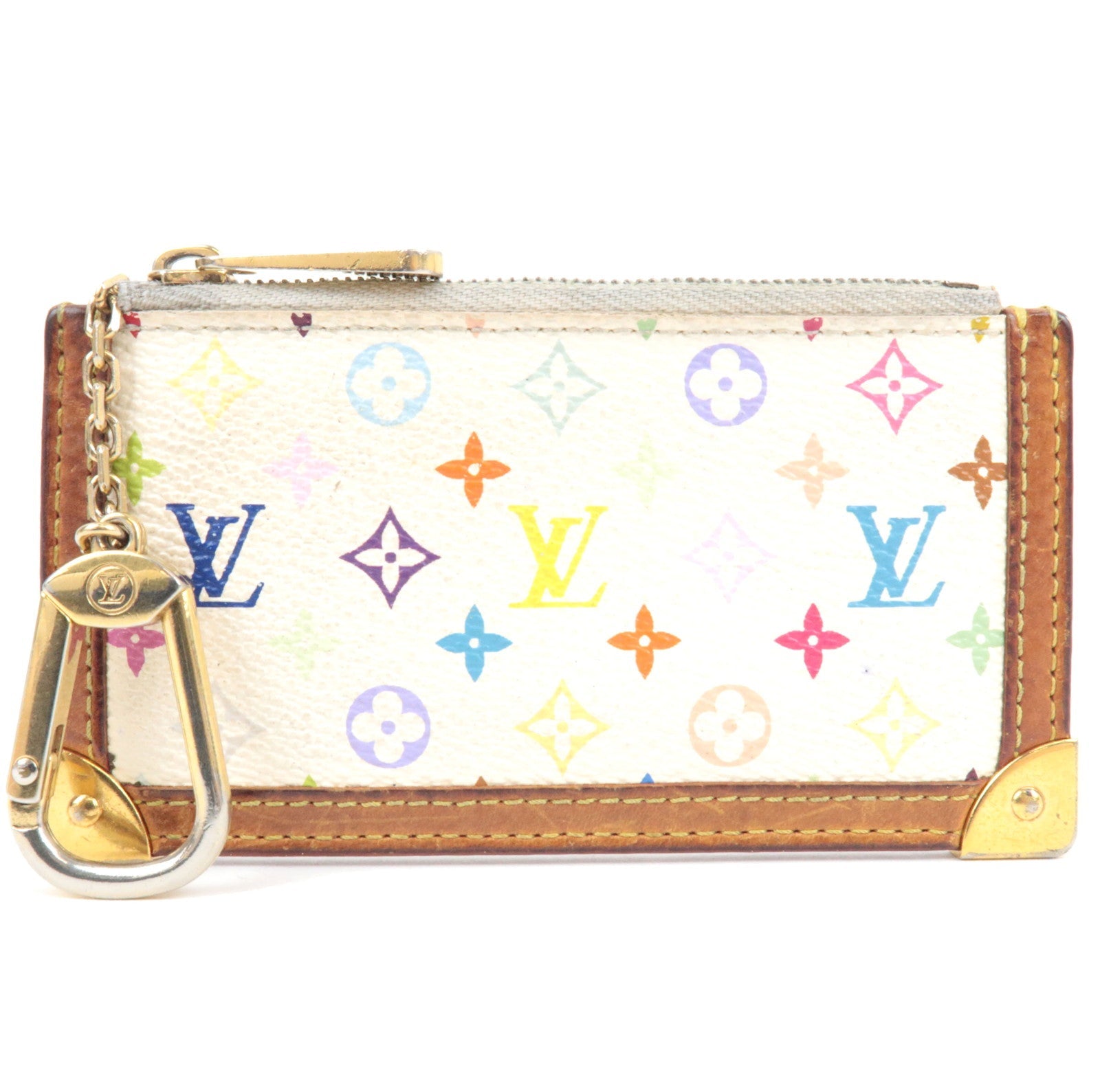 Louis Vuitton Monogram Multicolor Pochette Cles Blanc M92655 CA002581414