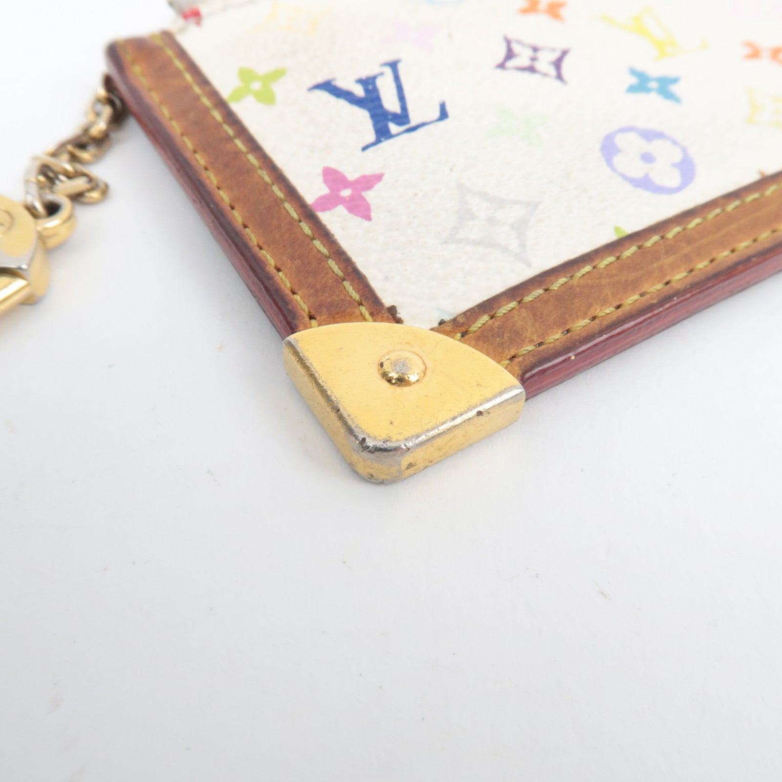 Louis Vuitton Monogram Multicolor Pochette Cles Blanc M92655 CA0025