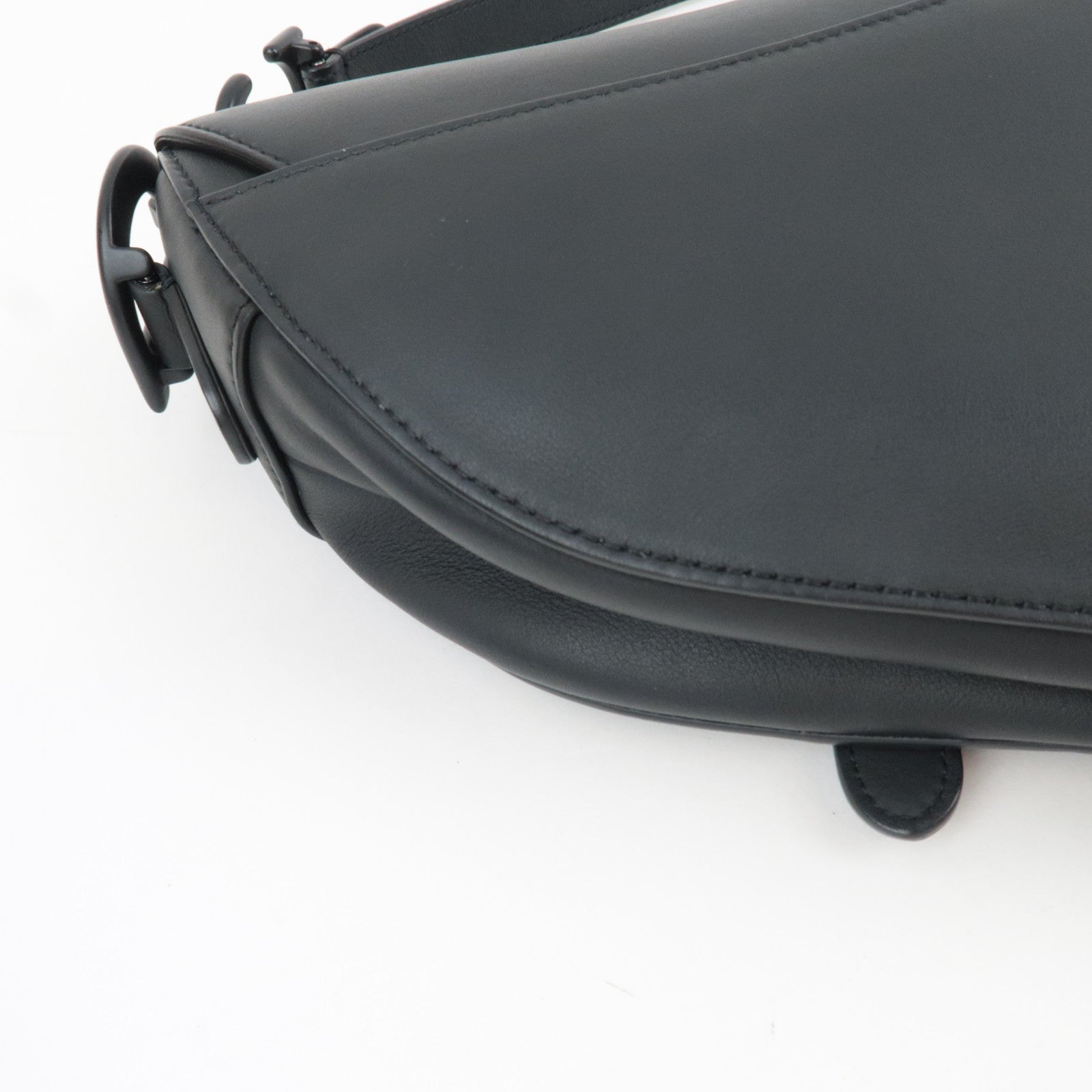 Christian Dior Saddle Bag One-Shoulder Bag Calf Leather All Black *G card