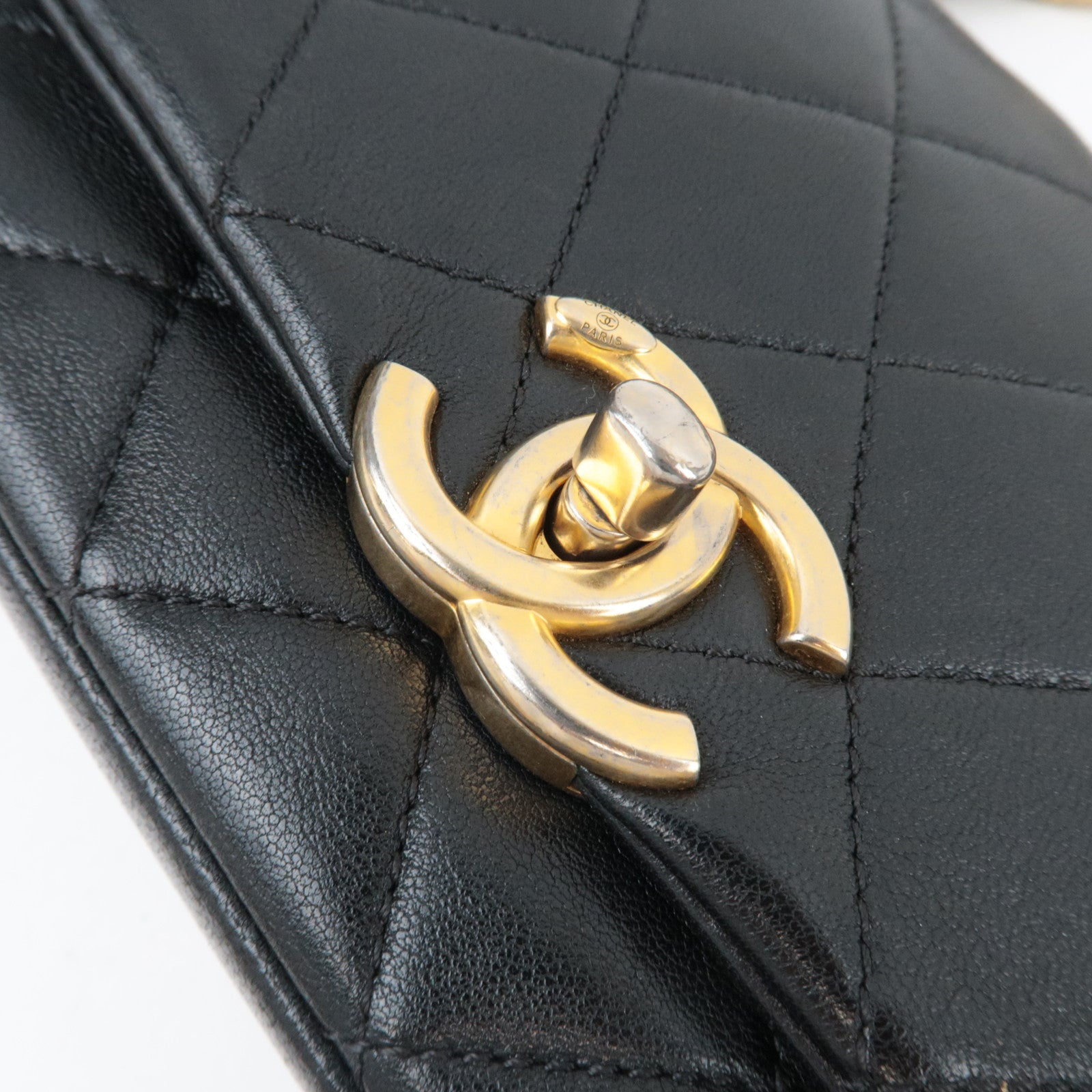 CHANEL Matelasse 2Way Chain Shoulder Bag Lambskin Black Gold HDW 30993840 *G card