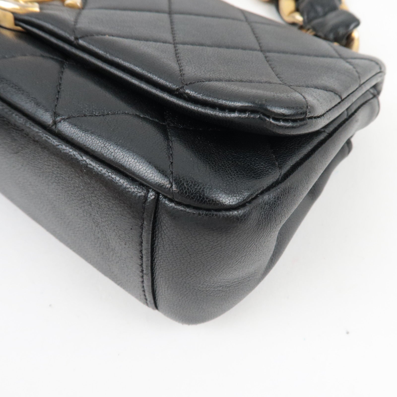 CHANEL Matelasse 2Way Chain Shoulder Bag Lambskin Black Gold HDW 30993840 *G card