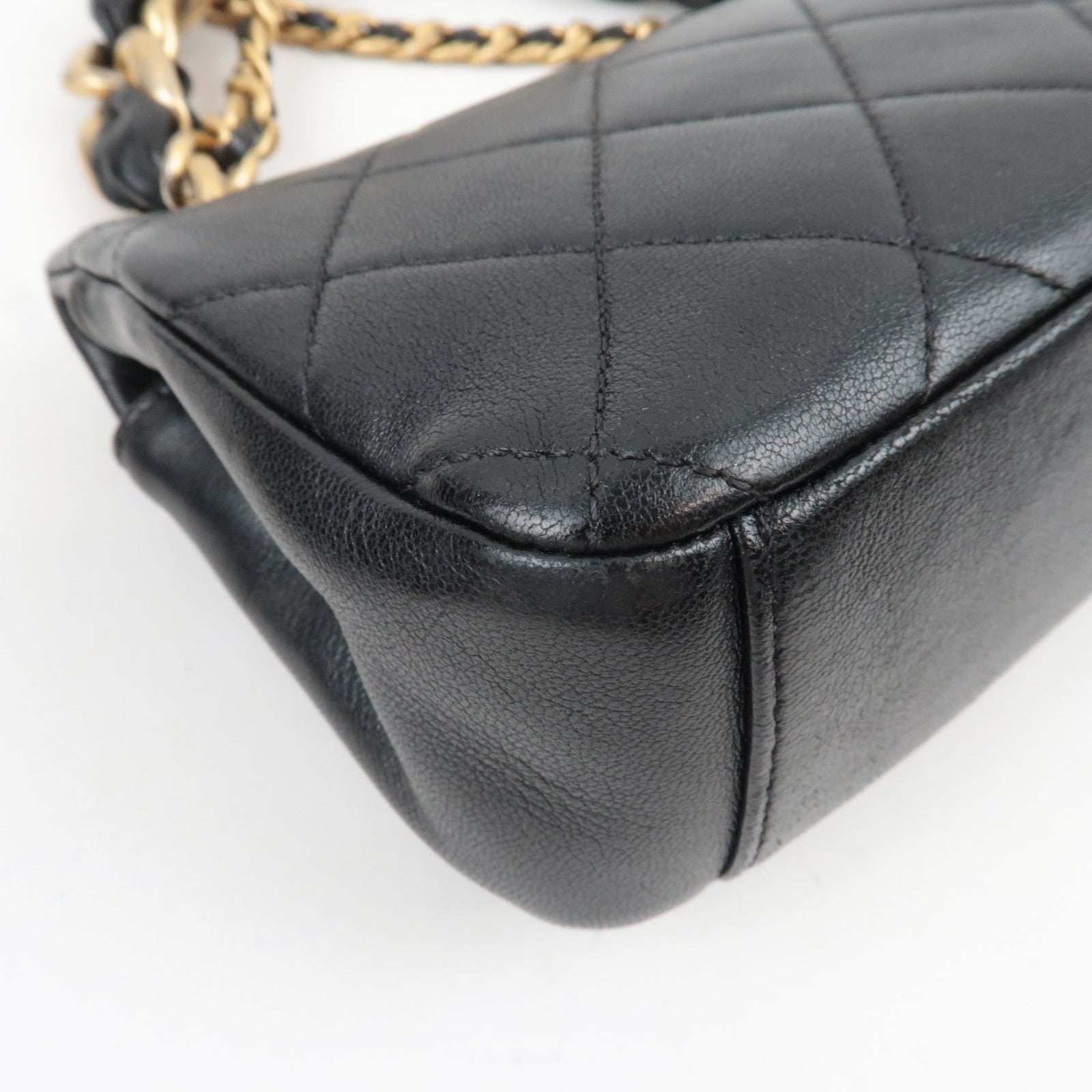 CHANEL Matelasse 2Way Chain Shoulder Bag Lambskin Black Gold HDW 30993840 *G card