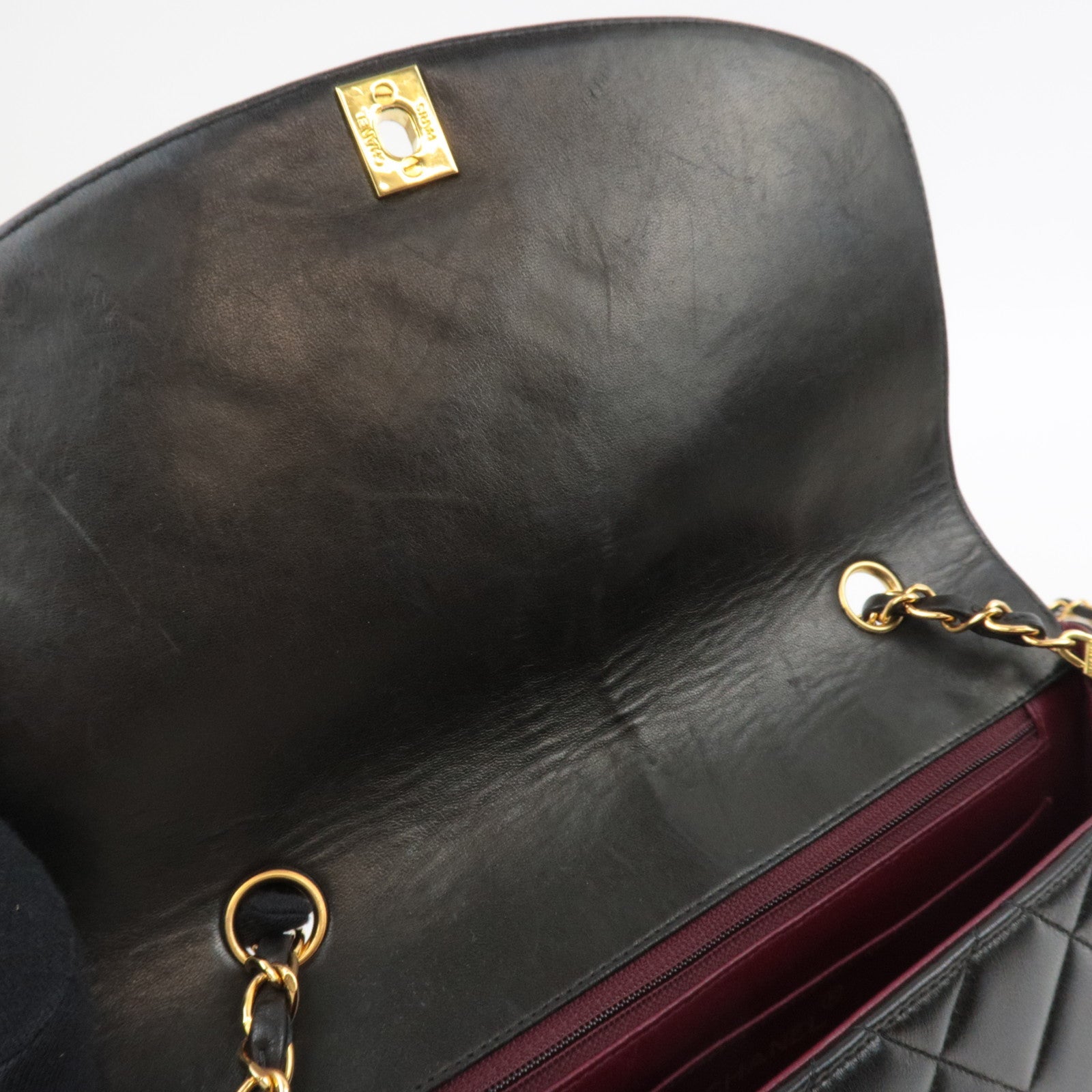 CHANEL Matelasse Diana 25 Chain Shoulder Bag Lambskin Black Gold HDW 28536885 *Dust bag, G card