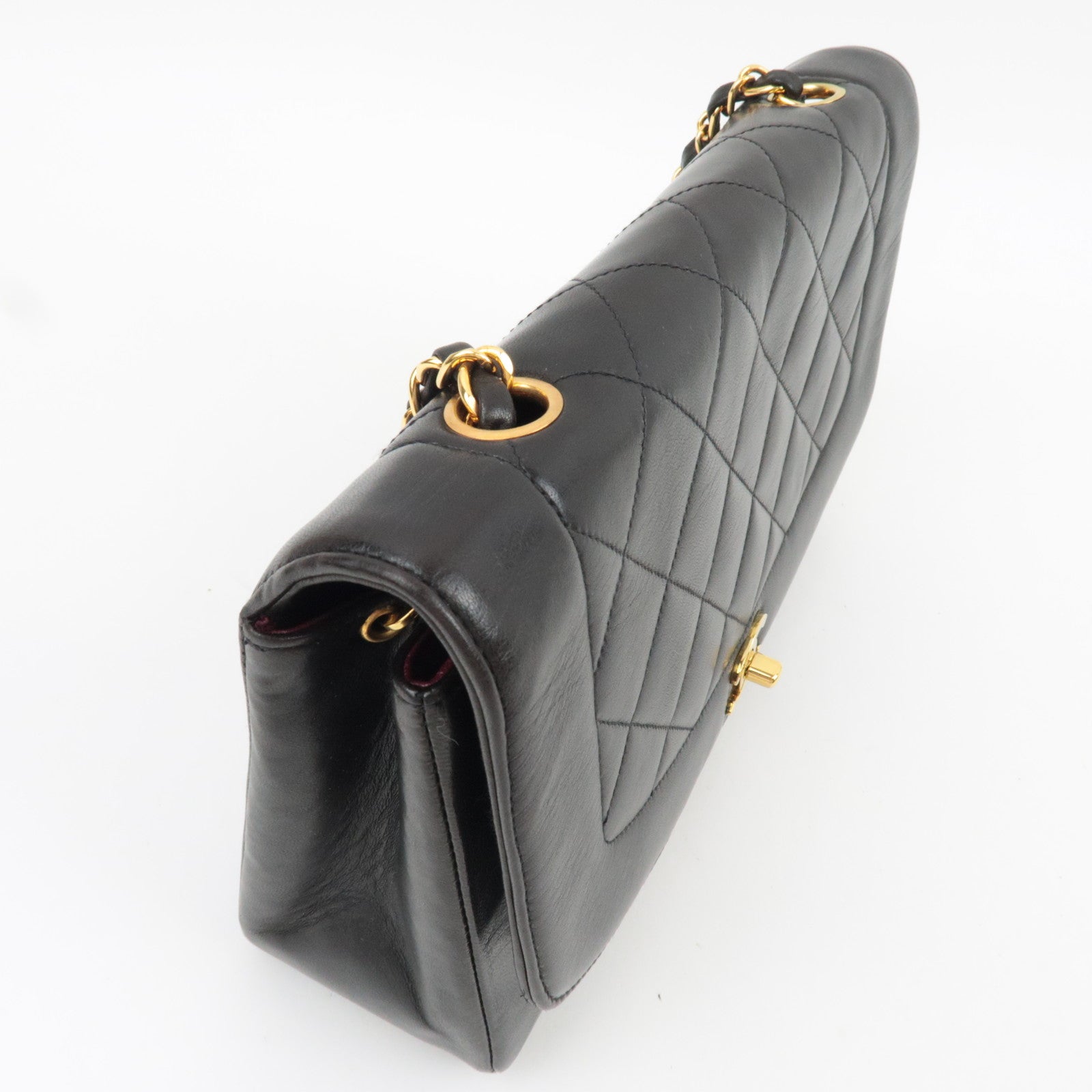 CHANEL Matelasse Diana 25 Chain Shoulder Bag Lambskin Black Gold HDW 28536885 *Dust bag, G card
