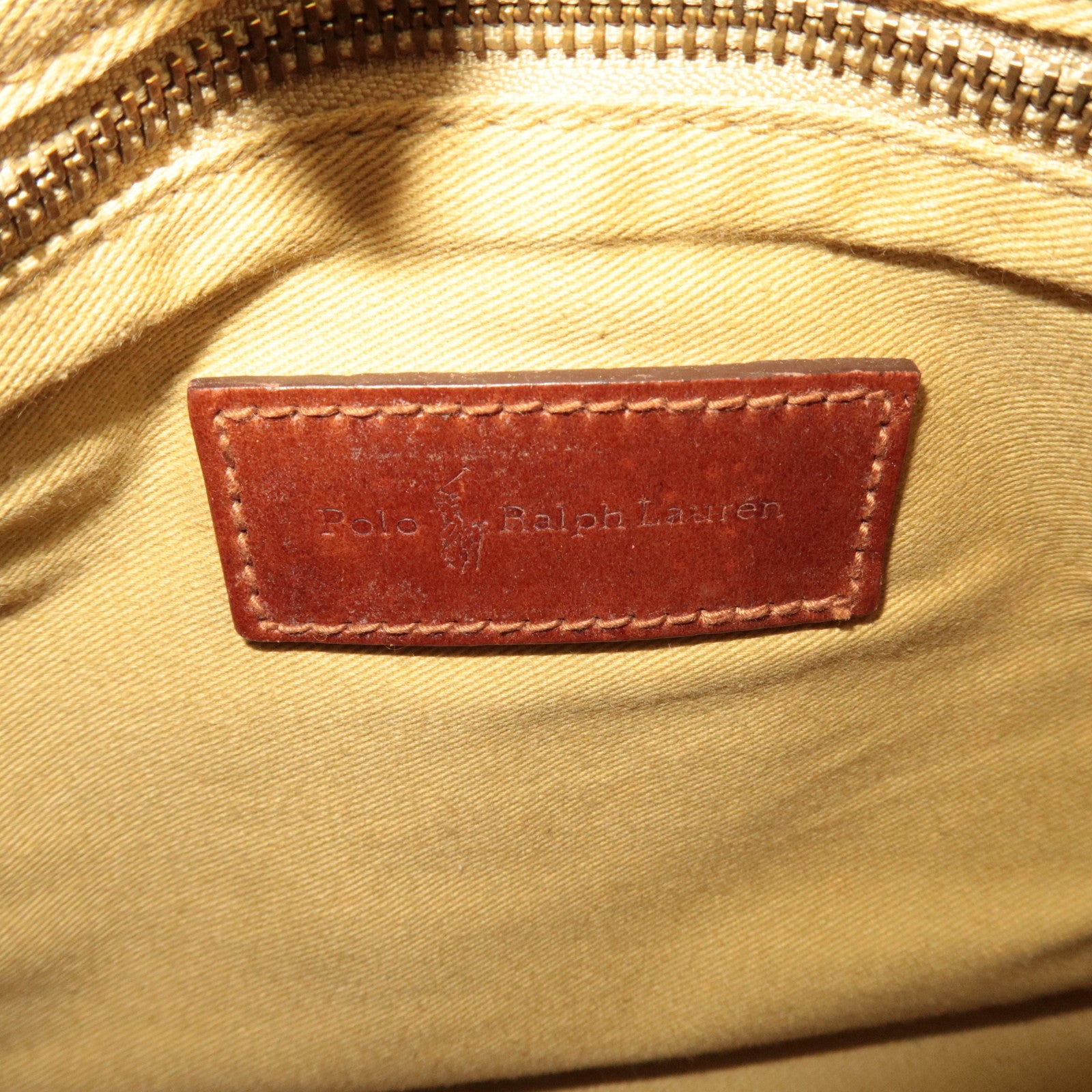 Polo Ralph Lauren Plaid Boston Bag PVC Leather Navy Green *Name tag, Brush