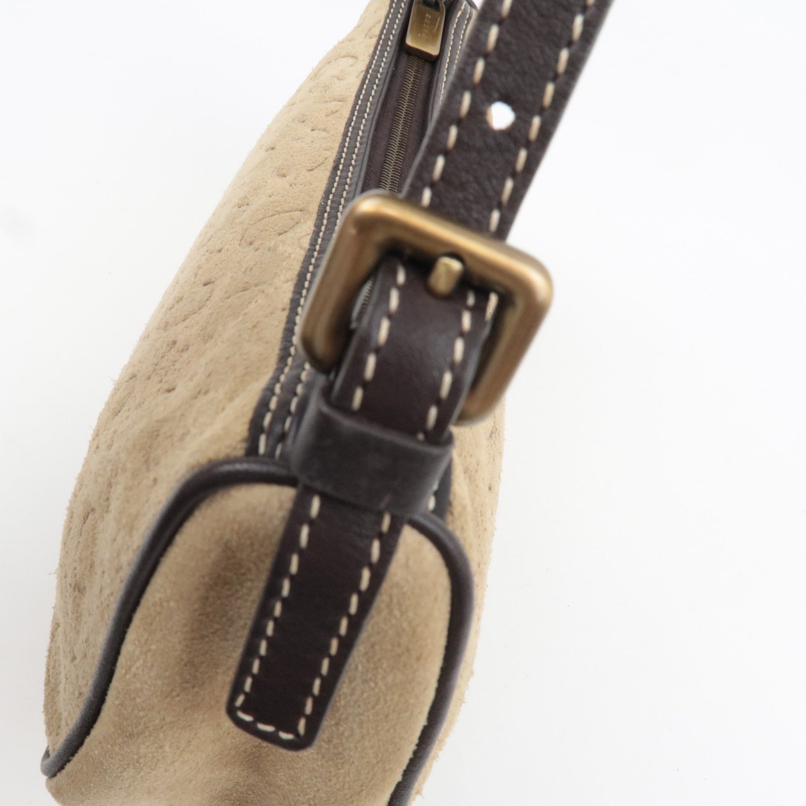 CELINE C Macadam Handbag Suede Leather Beige Brown *Dust bag