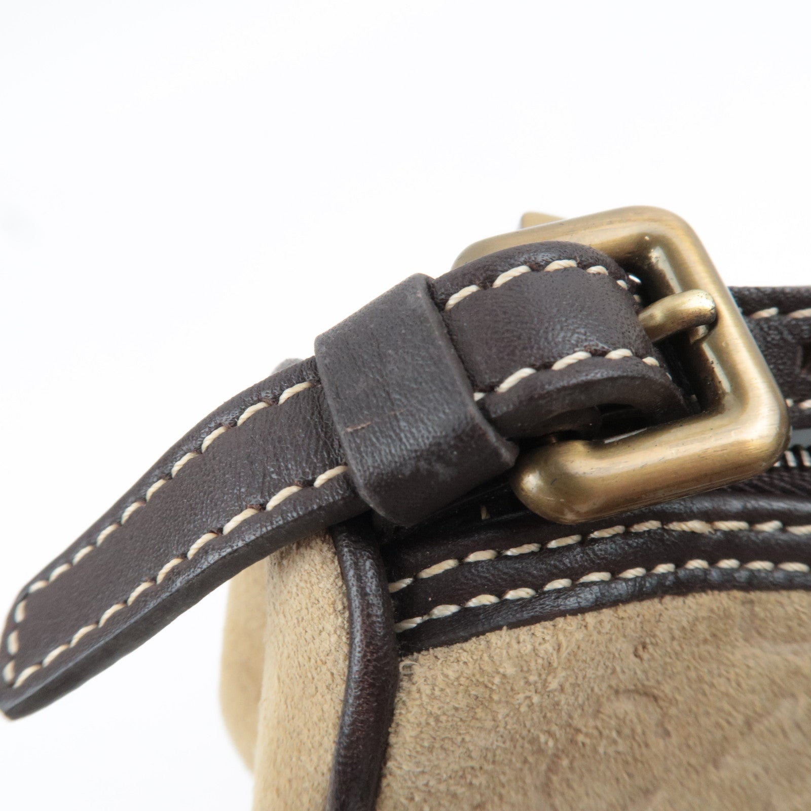 CELINE C Macadam Handbag Suede Leather Beige Brown *Dust bag