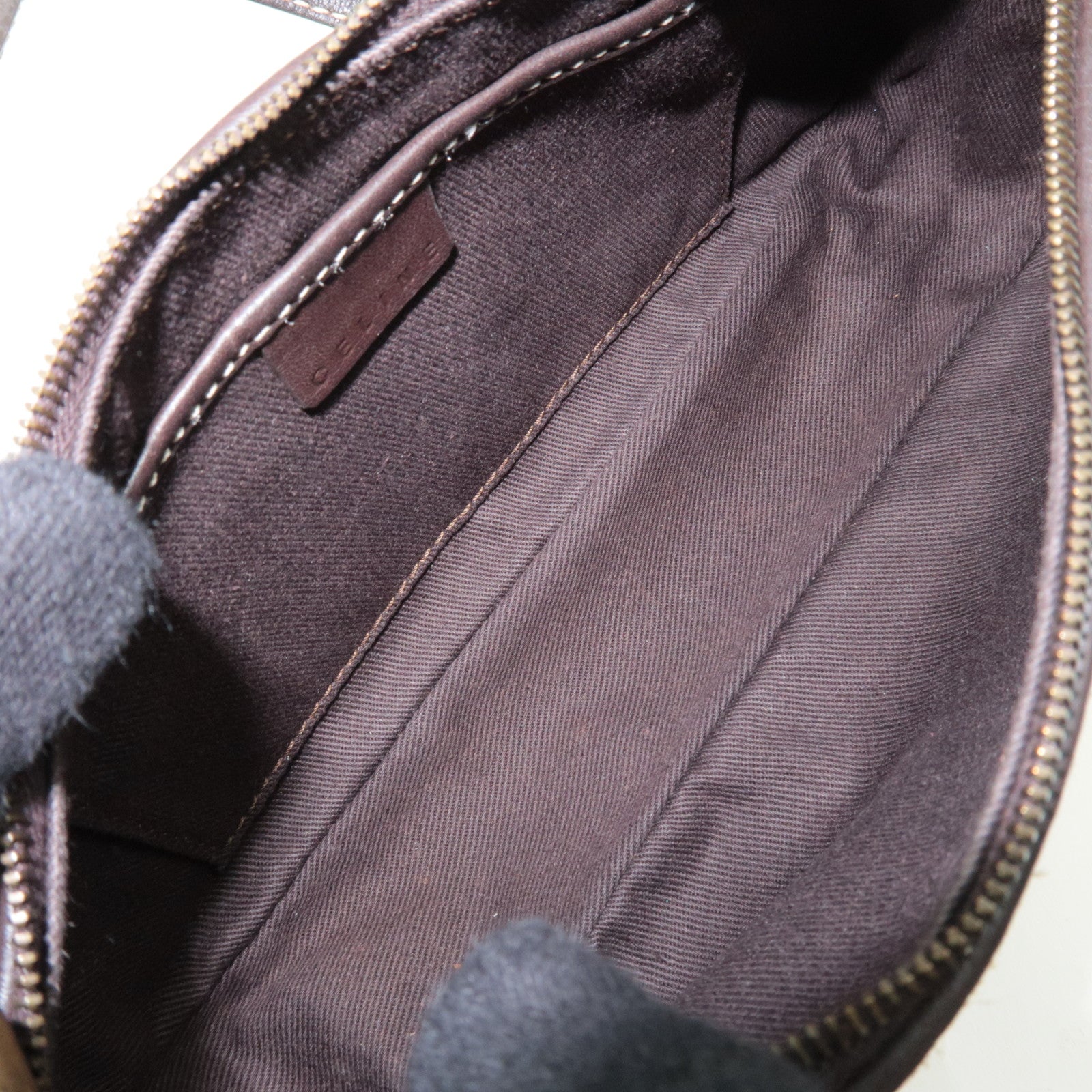 CELINE C Macadam Handbag Suede Leather Beige Brown *Dust bag