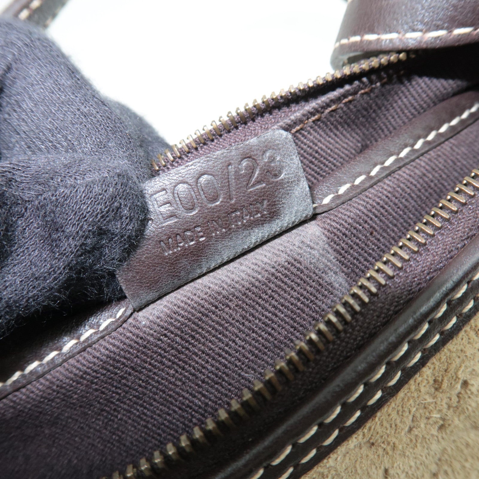 CELINE C Macadam Handbag Suede Leather Beige Brown *Dust bag