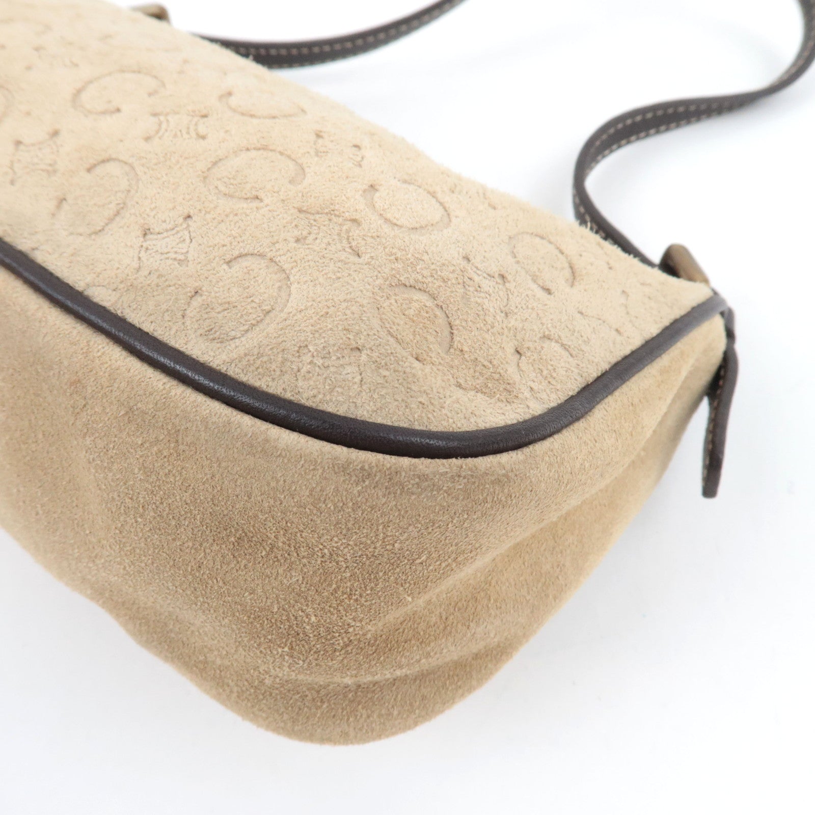 CELINE C Macadam Handbag Suede Leather Beige Brown *Dust bag