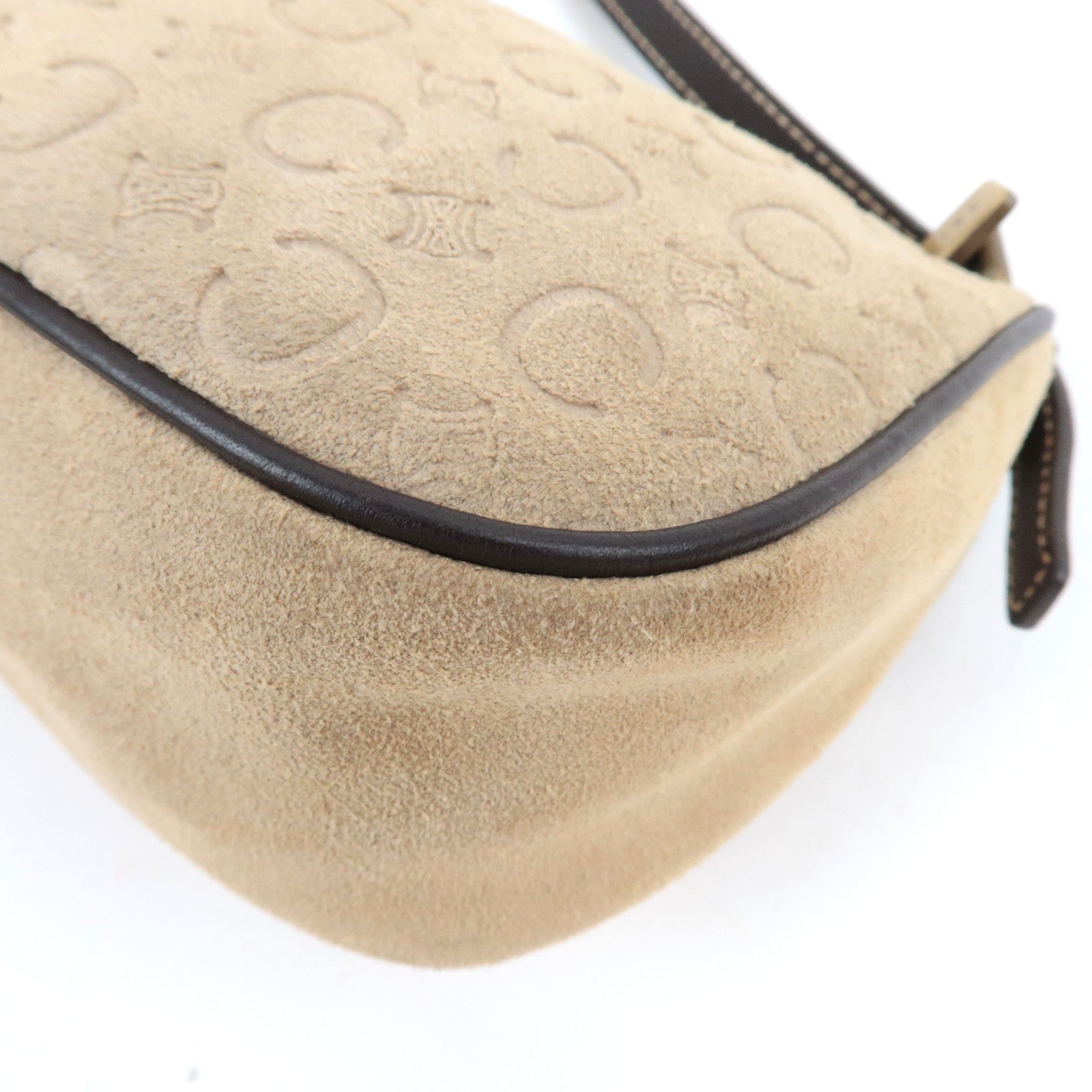 CELINE C Macadam Handbag Suede Leather Beige Brown *Dust bag