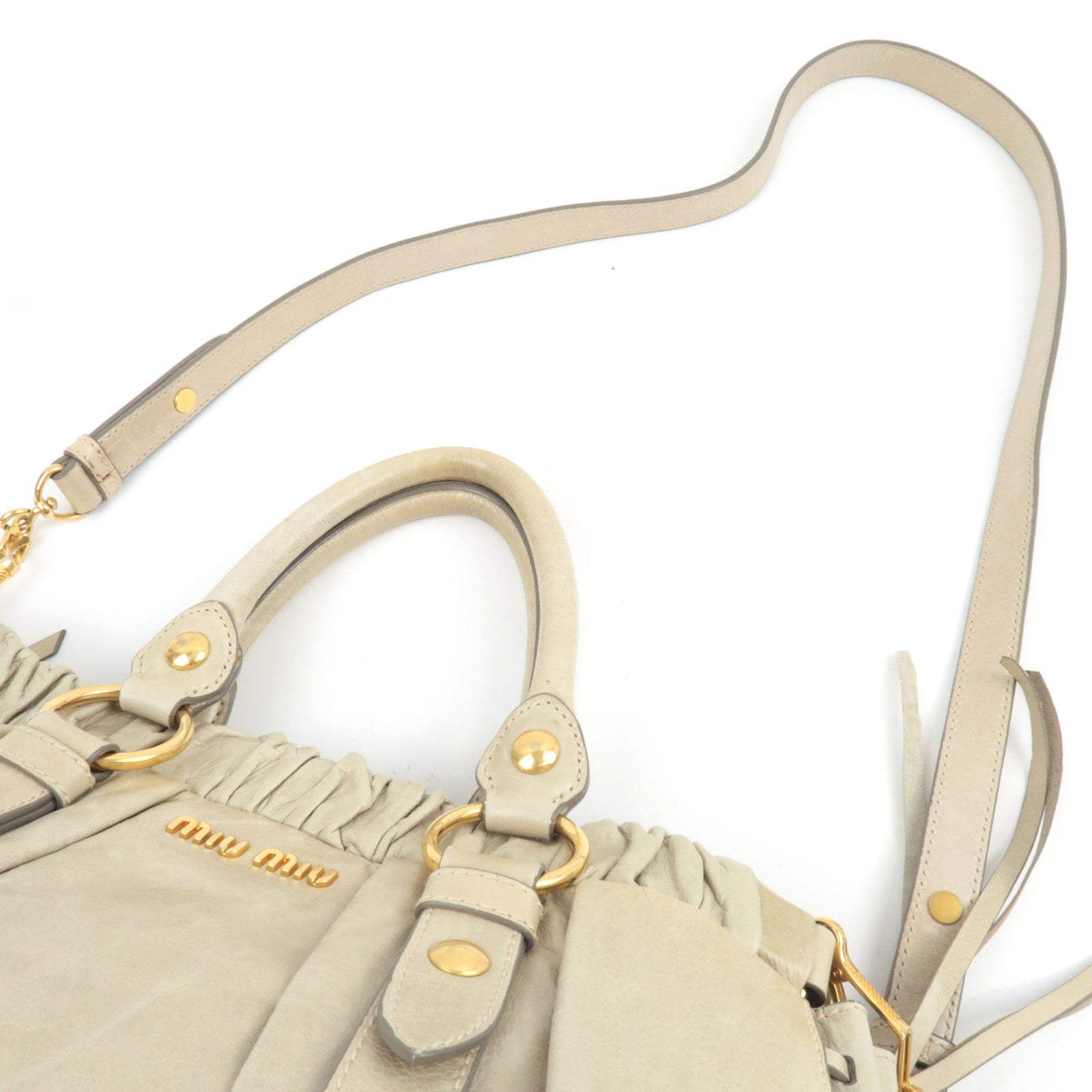 MIU MIU 2Way Handbag Leather Beige *Dust bag