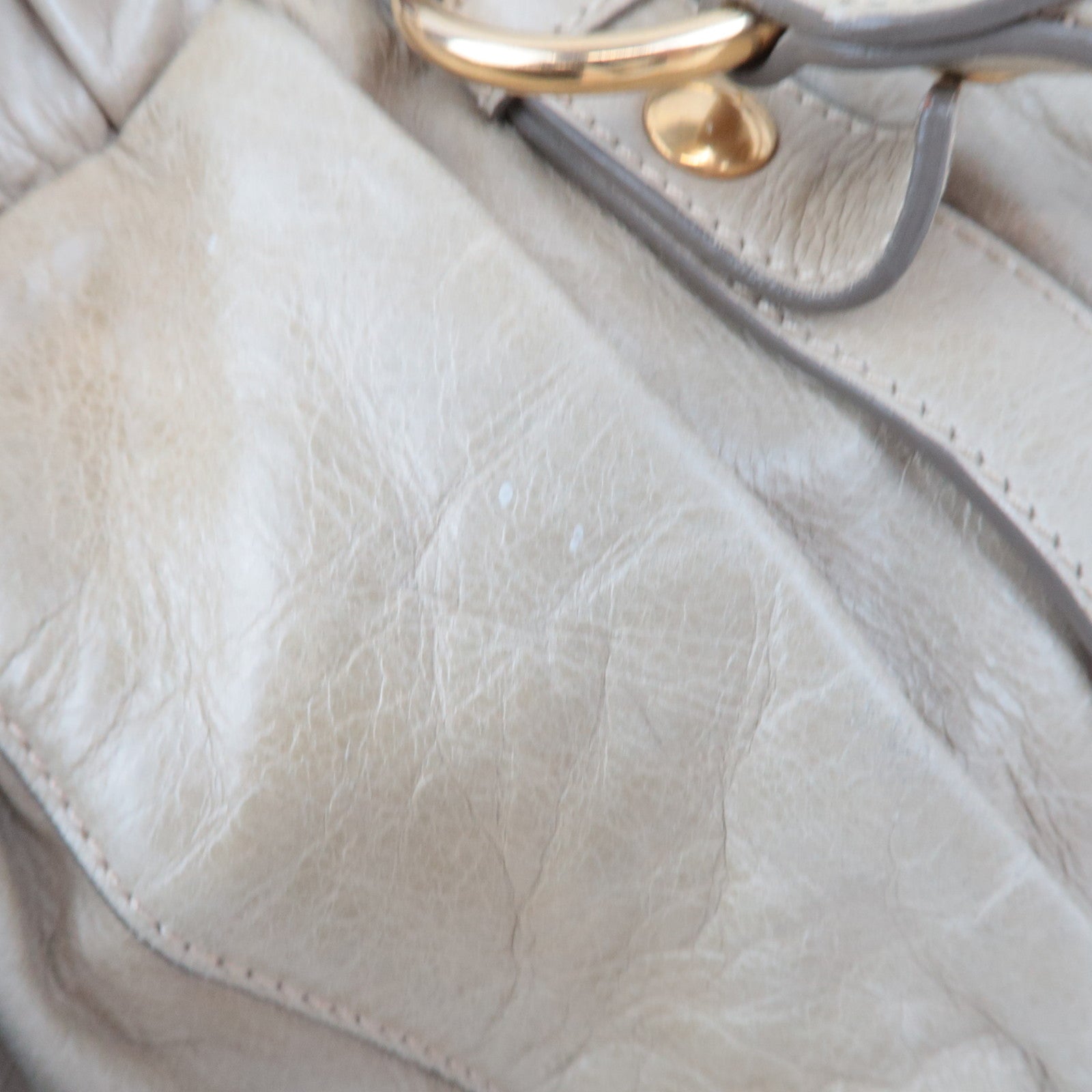 MIU MIU 2Way Handbag Leather Beige *Dust bag
